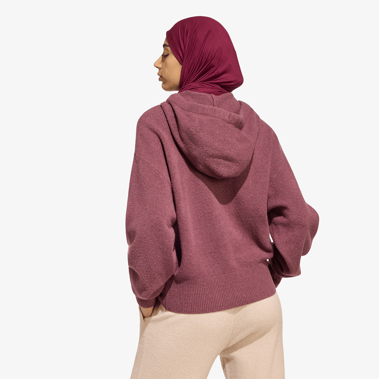 Svetry adidas Essentials Knit Hoodie Quiet Crimson