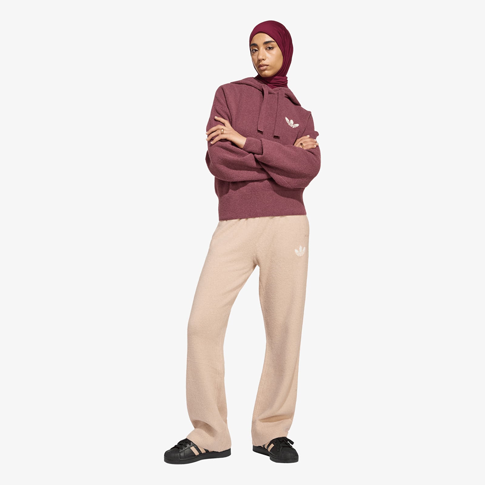 Svetry adidas Essentials Knit Hoodie Quiet Crimson