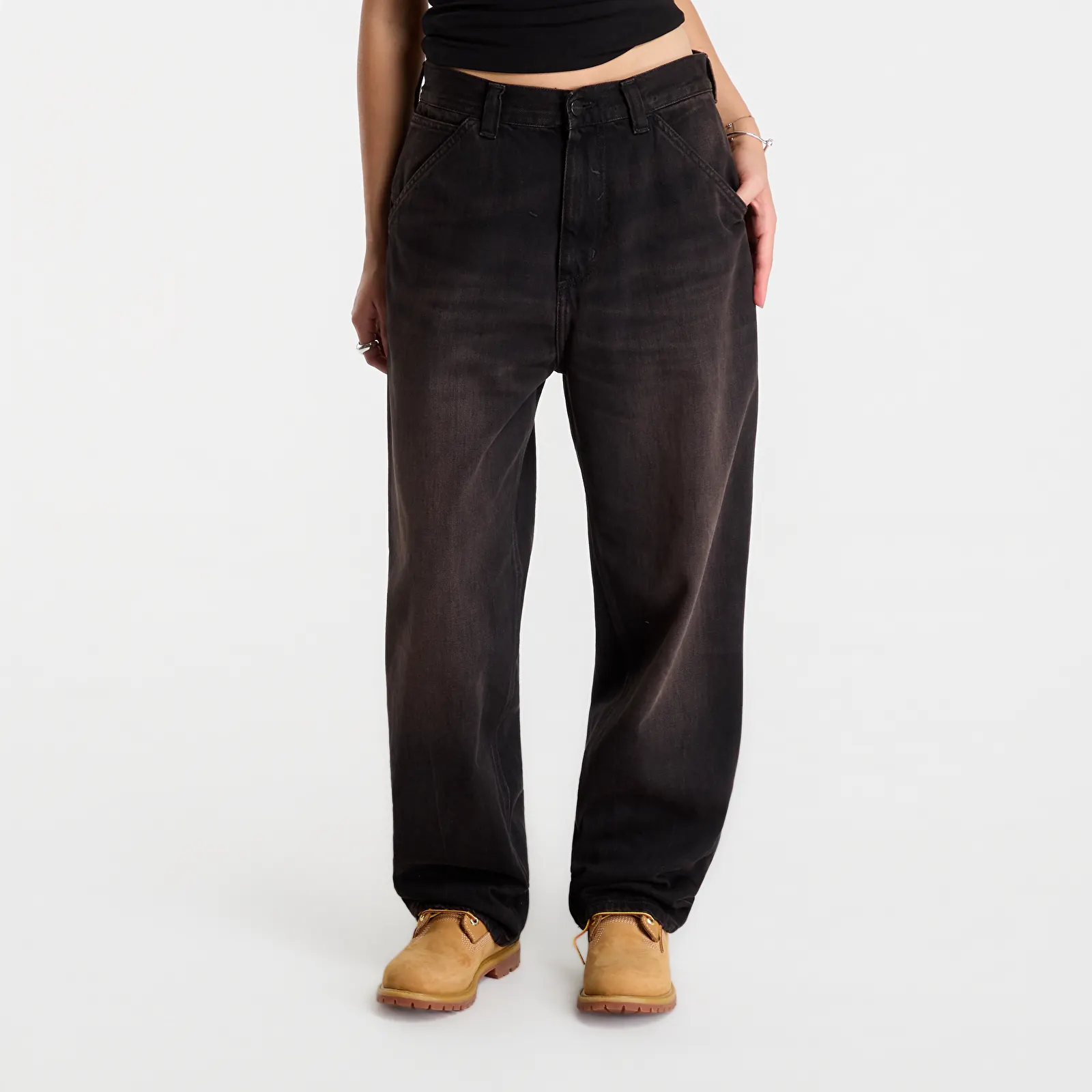 Jeans for menn Carhartt WIP OG Single Knee Pant Black Tobacco Used Wash