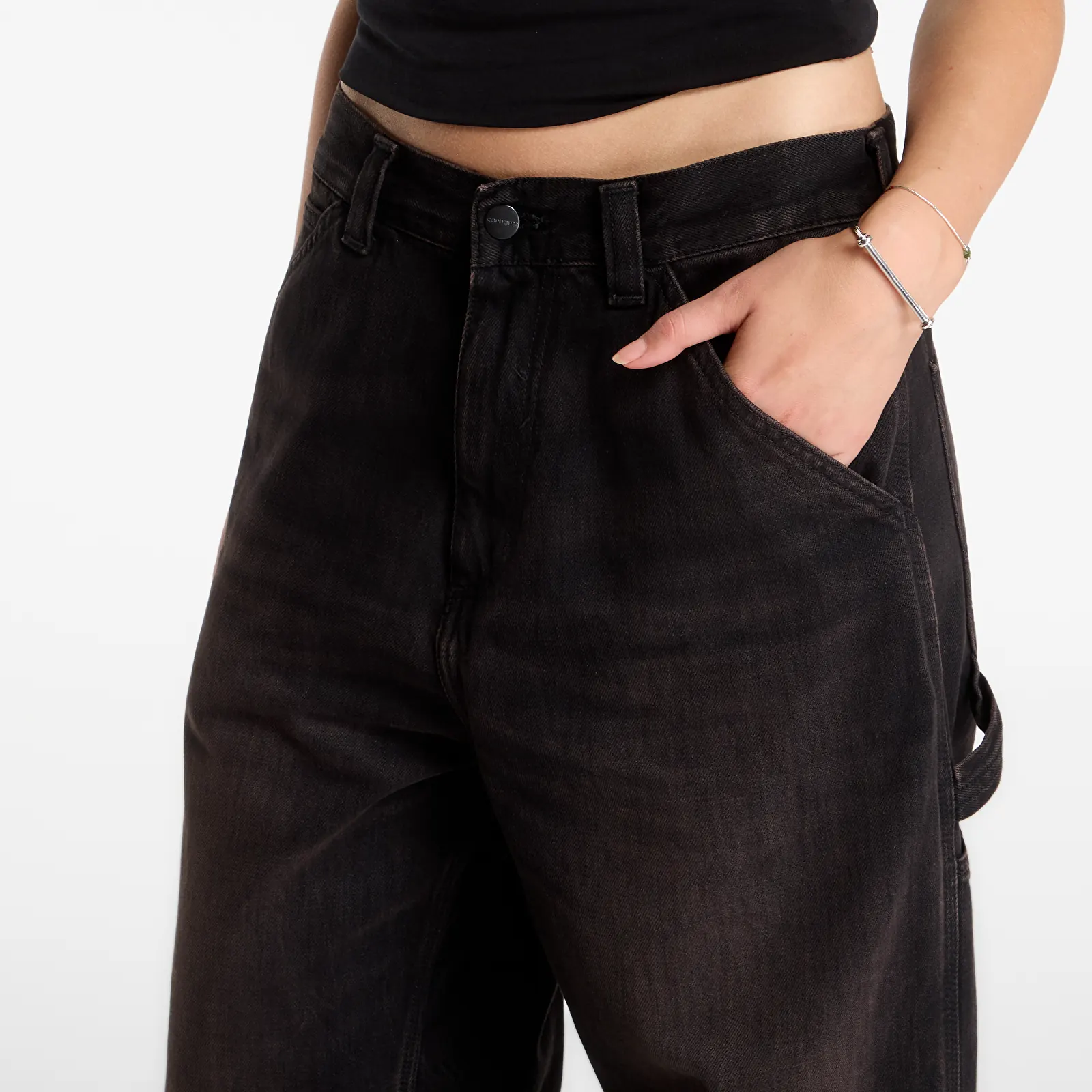 Jeans for menn Carhartt WIP OG Single Knee Pant Black Tobacco Used Wash