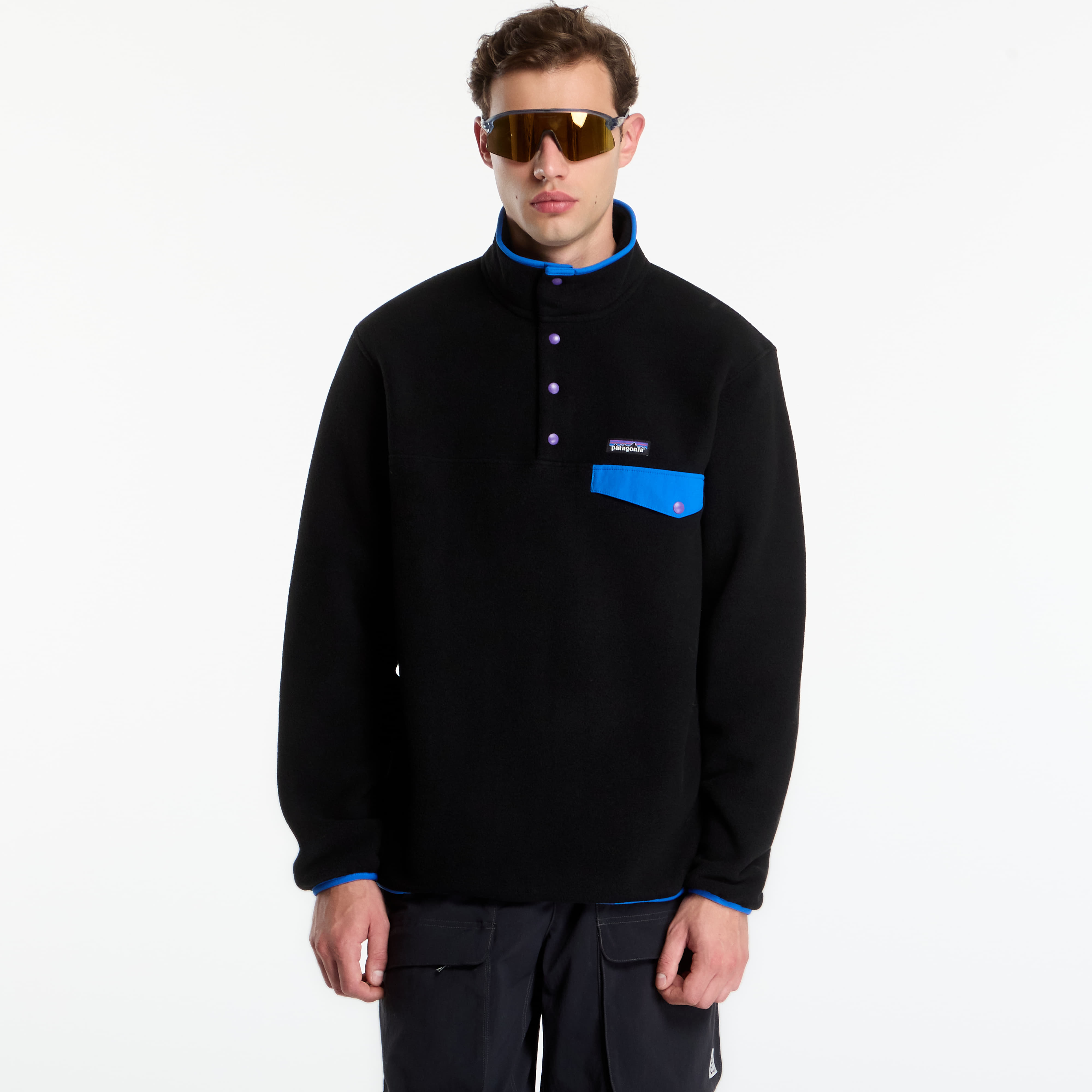 Суитшърт Patagonia M's LW Synch Snap-T P/O Black/ P6 Blue XL