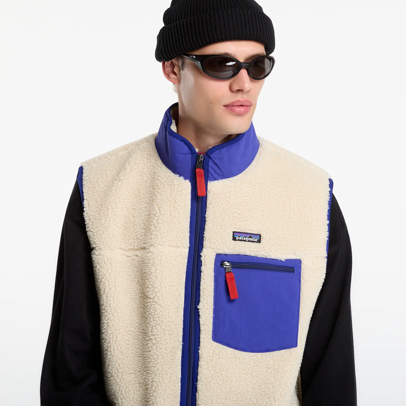 Vests Patagonia M's Classic Retro-X Vest Dark Natural/ Cobalt Blue