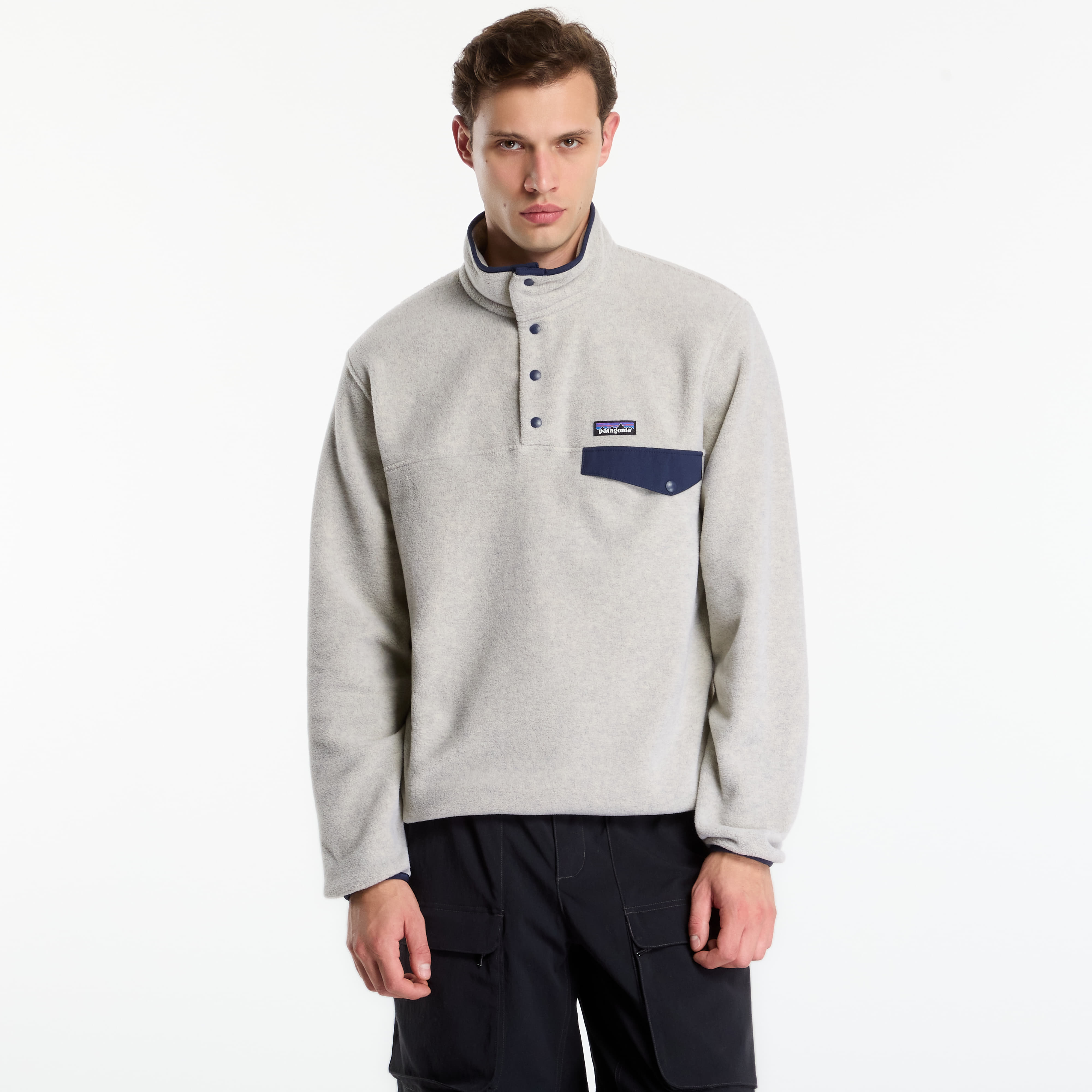 Суитшърт Patagonia M's LW Synch Snap-T P/O Oatmeal Heather/ New Navy XL