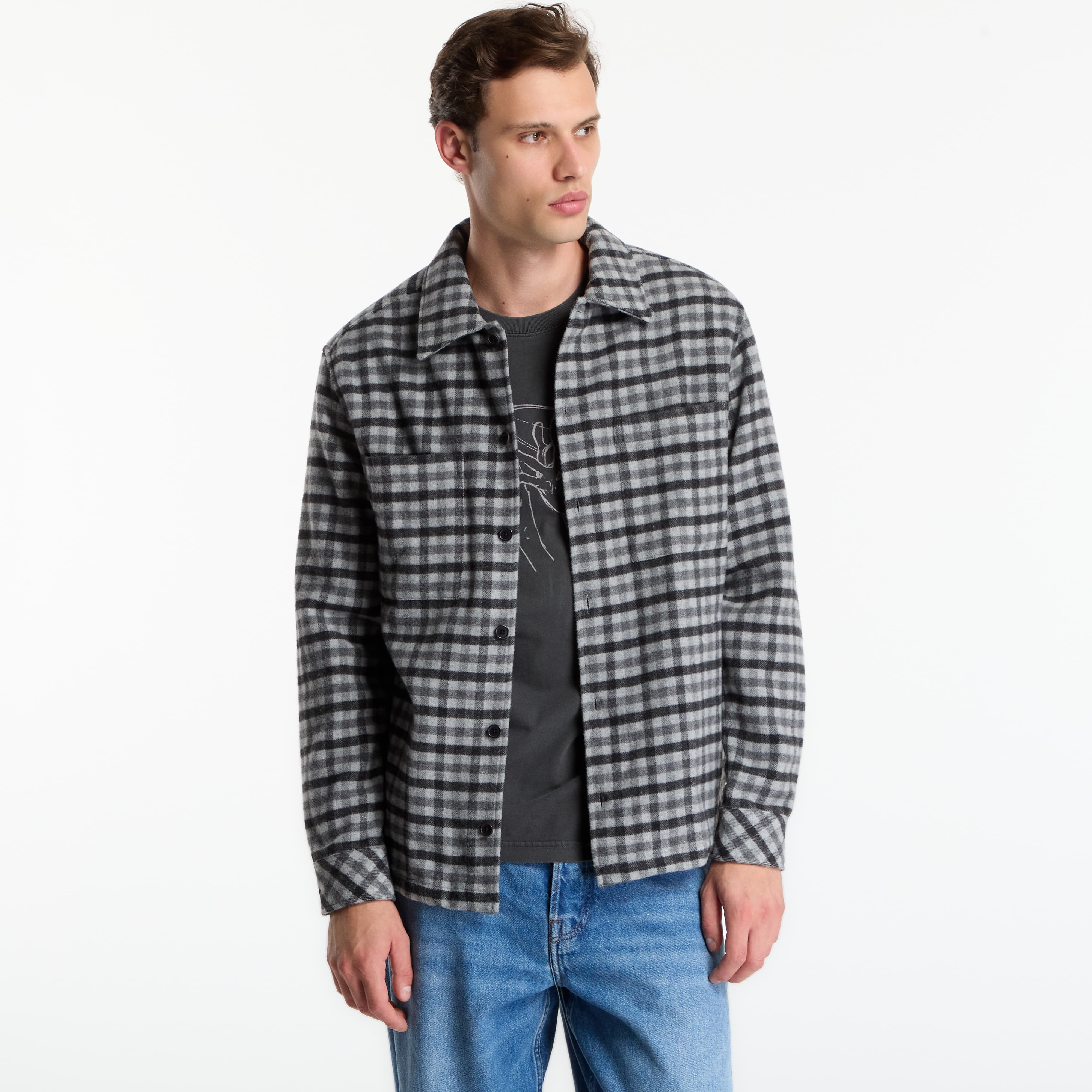 Риза Samsøe Samsøe Sacastor X O Overshirt Grey Mel. Ch. L