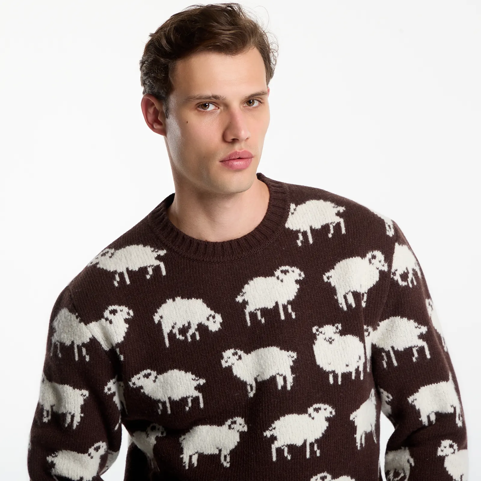 Megztiniai Gant Wool Blend Jacquard C-Neck Black Mud