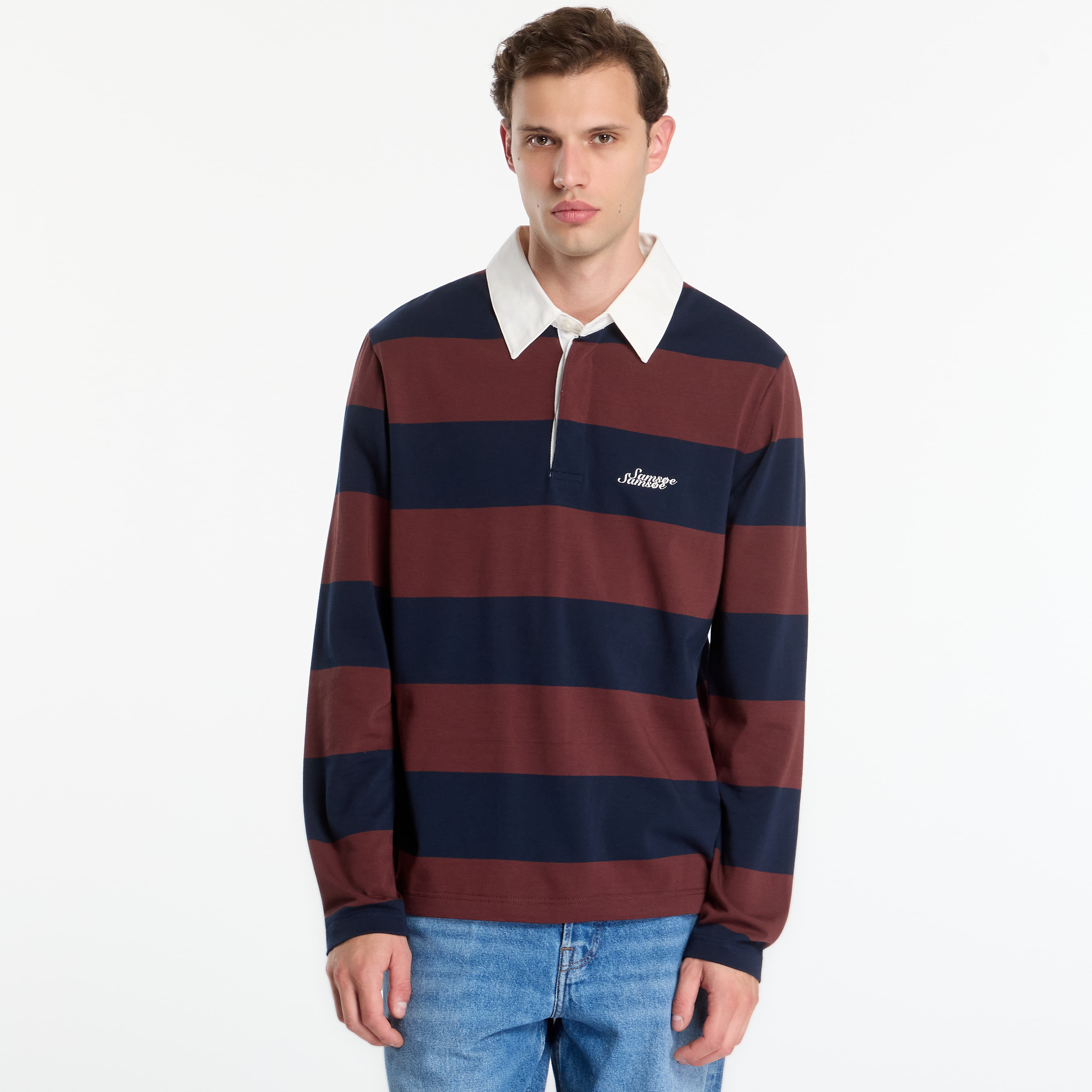 Тениска Samsøe Samsøe Sakevin X Polo LS Bitter Chocolate St. L