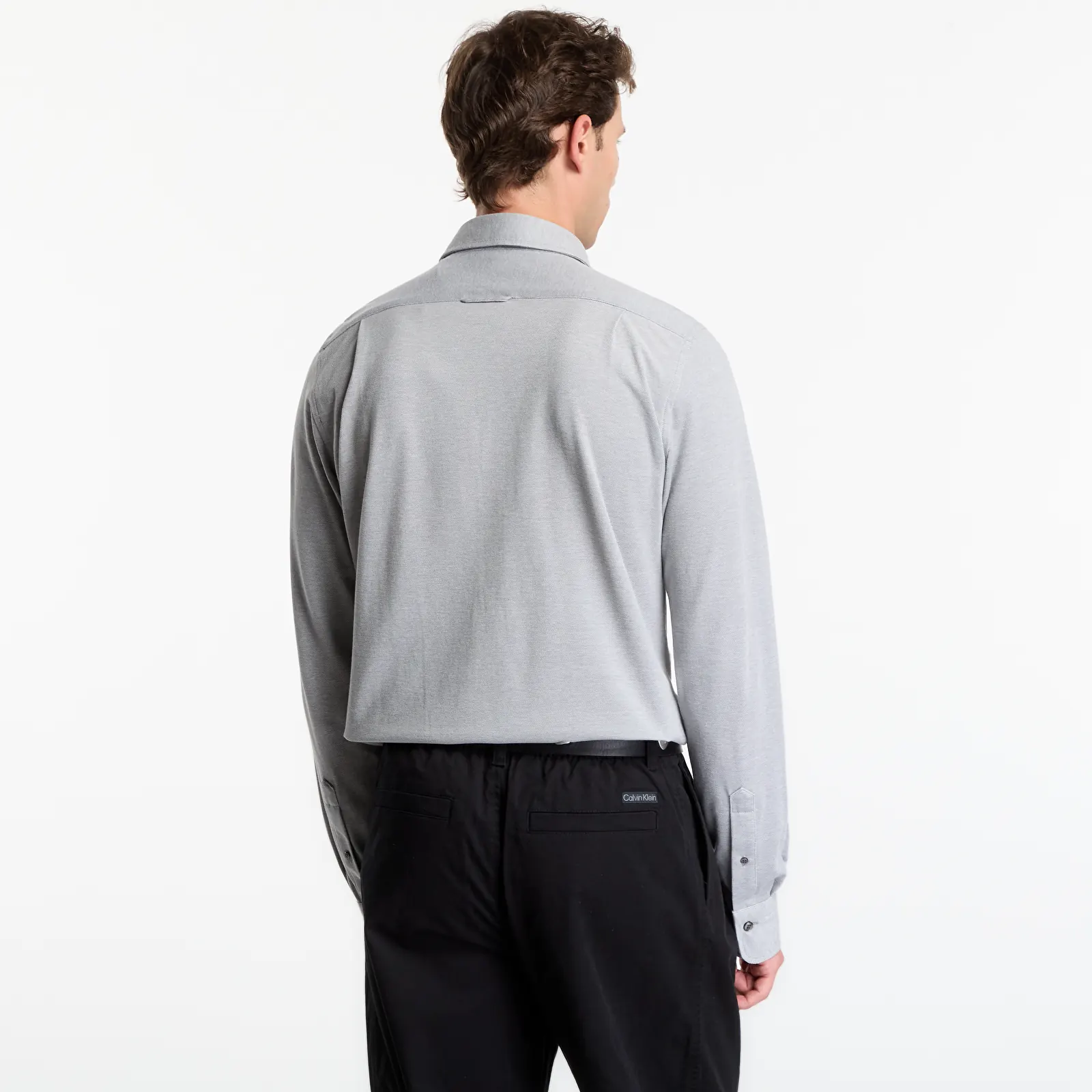 Overhemden Gant Slim Two-Tone Jersey Pique Shirt Whale Grey
