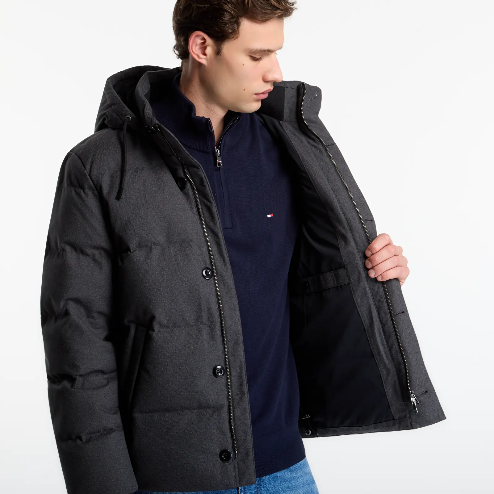 Jakker Gant Flannel Down Jacket Black Grey
