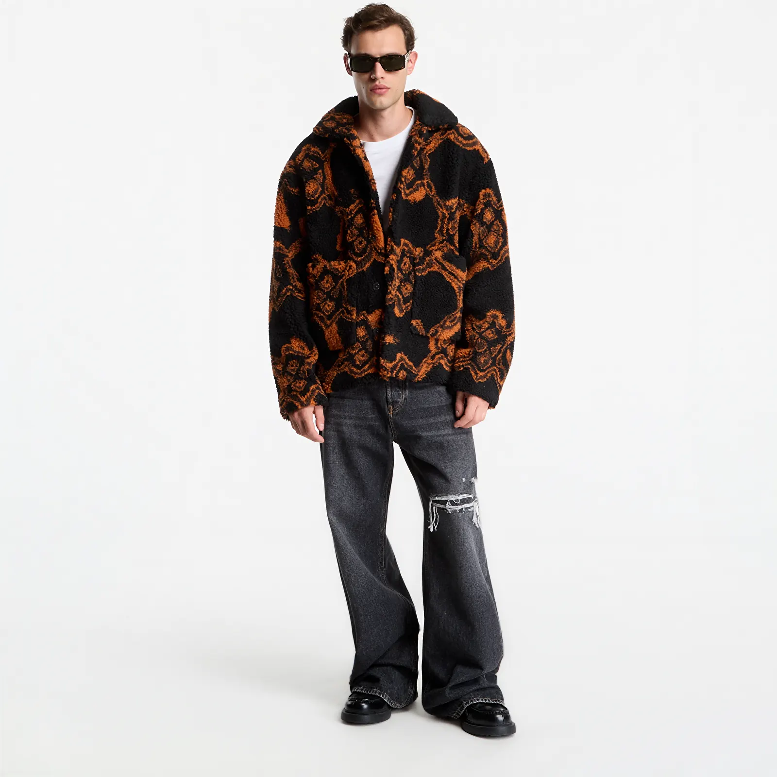 Men's jackets Daily Paper Burned Shield Fur Jacket Black