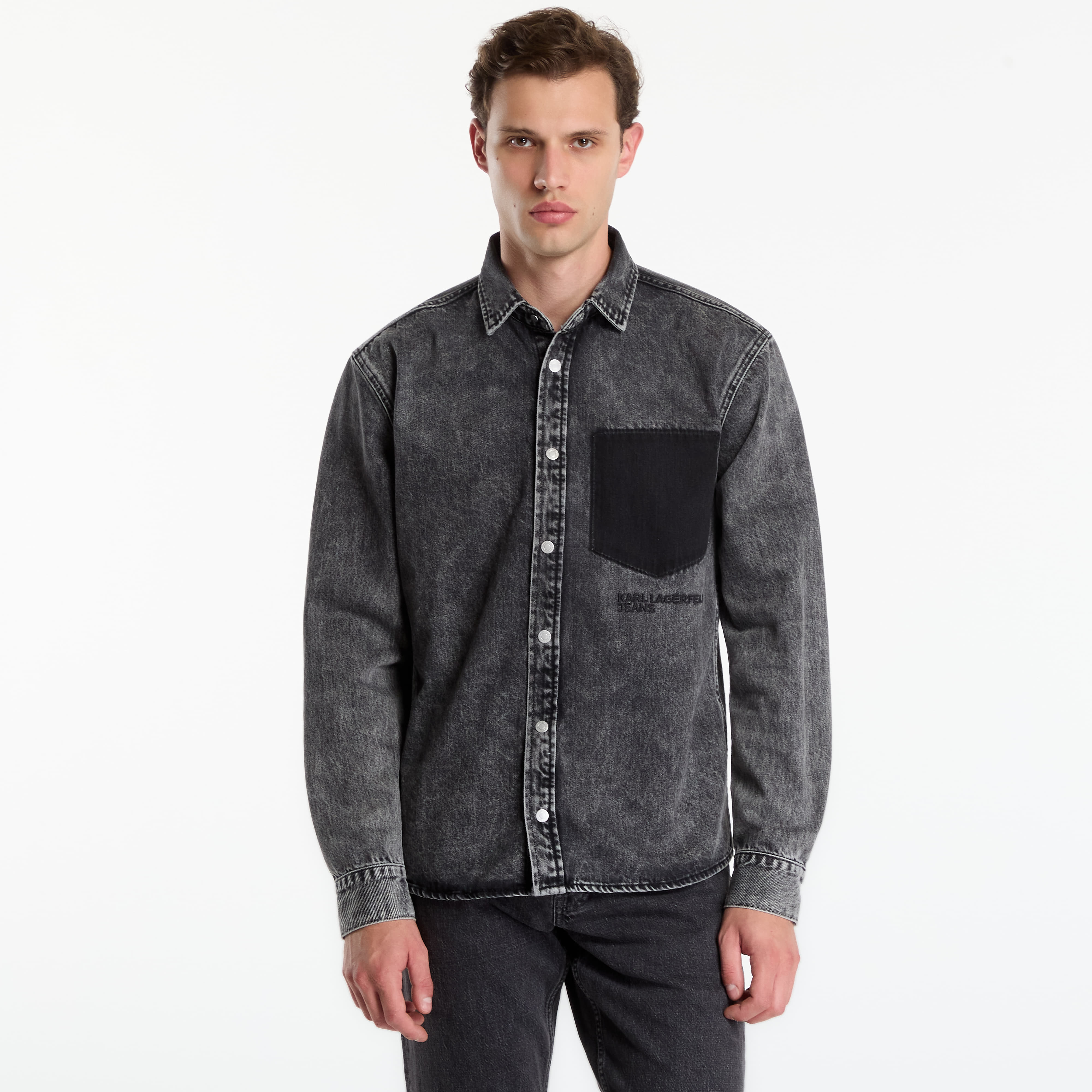 Риза Karl Lagerfeld Jeans Denim Shirt Washed Black Od Black XL