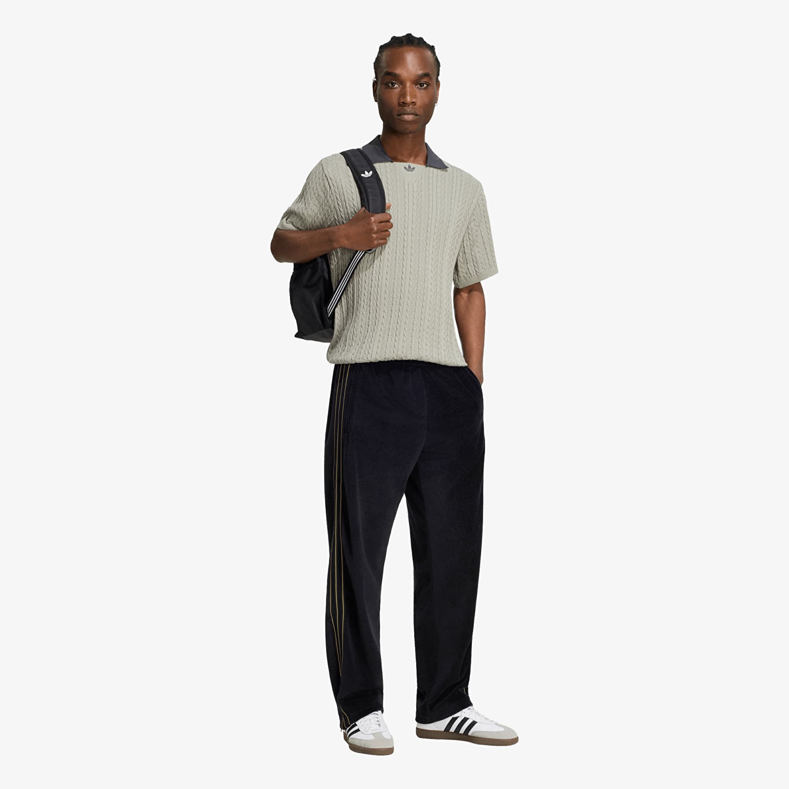 T-skjorter for menn adidas Cable Knit Football Jersey Silver Pebble