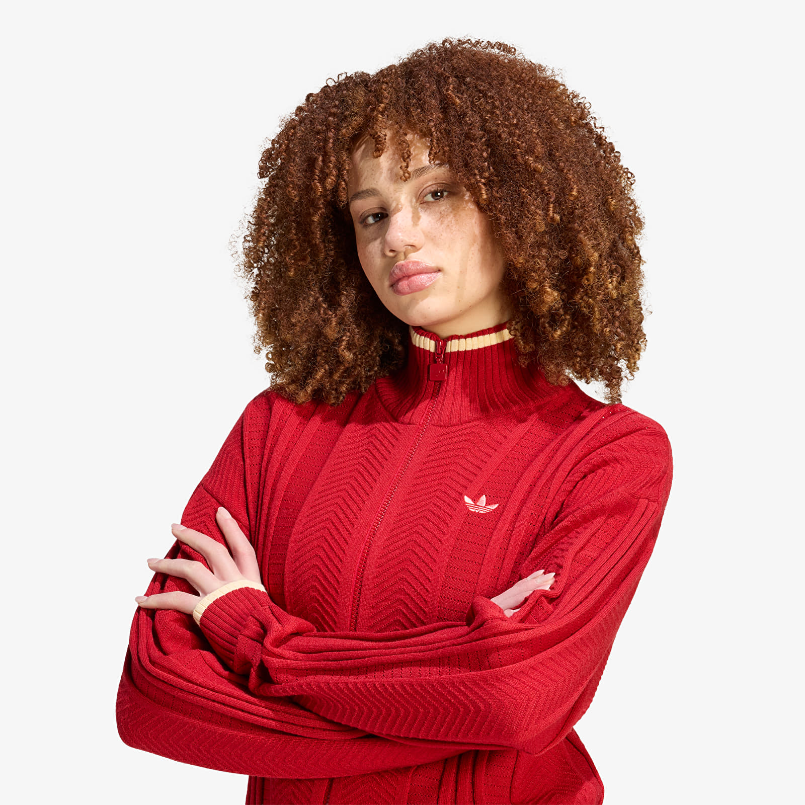 Chaquetas de punto para mujer adidas Cable Knit Firebird Track Top Team Victory Red