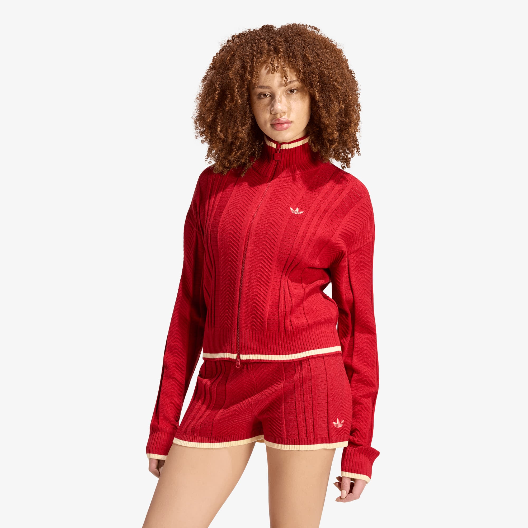 Пуловер adidas Cable Knit Firebird Track Top Team Victory Red XS