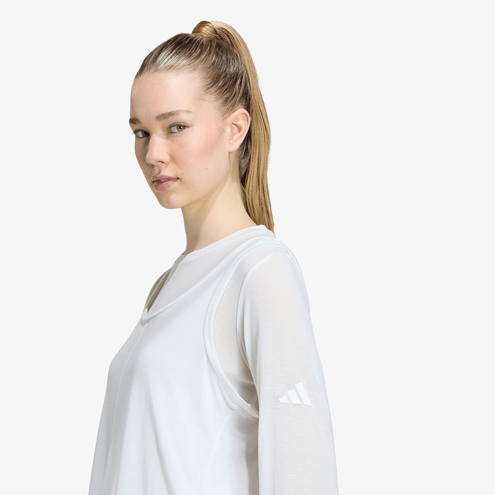 Dámske tričká adidas Soft Lux Sheer Long-Sleeve Off White