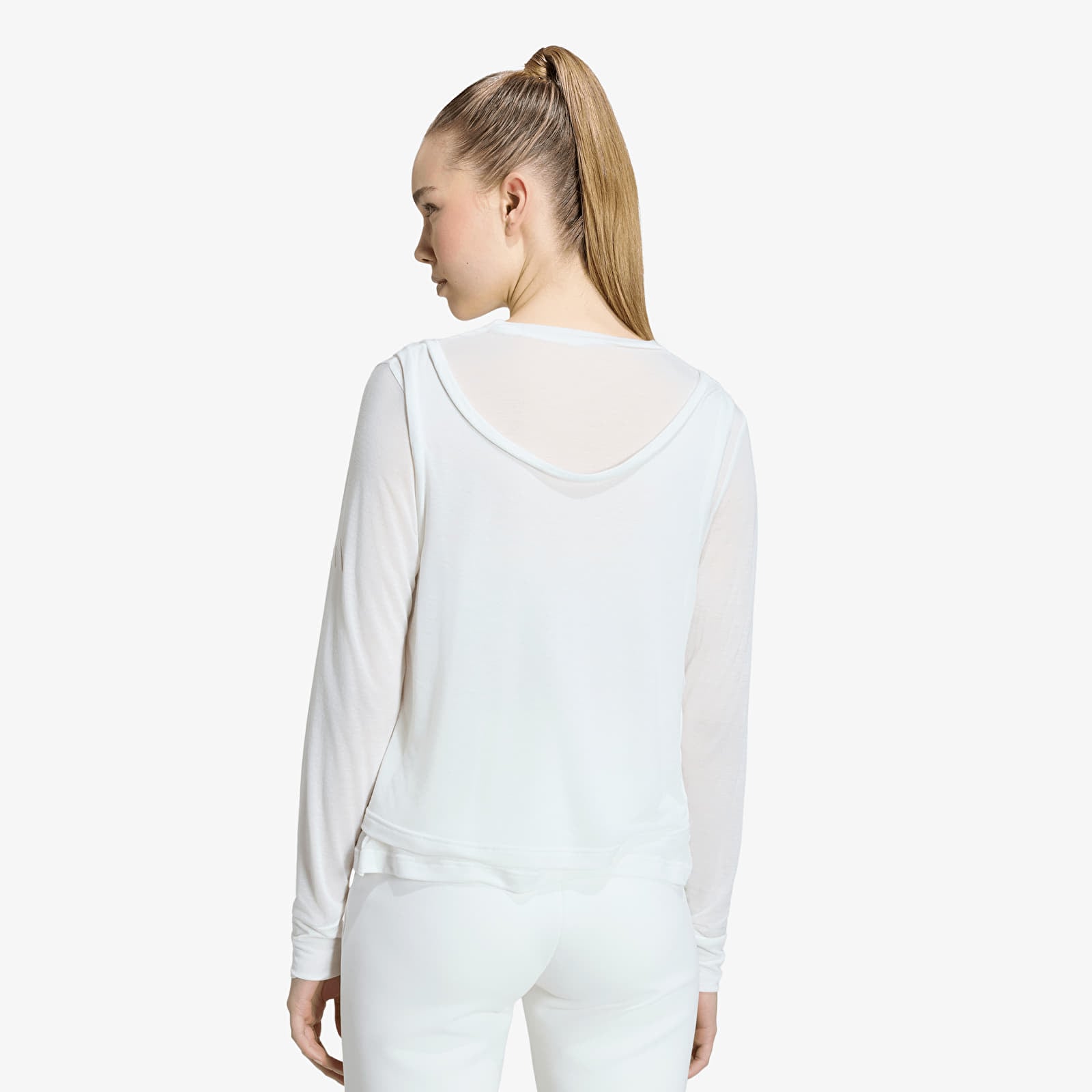 Dámske tričká adidas Soft Lux Sheer Long-Sleeve Off White