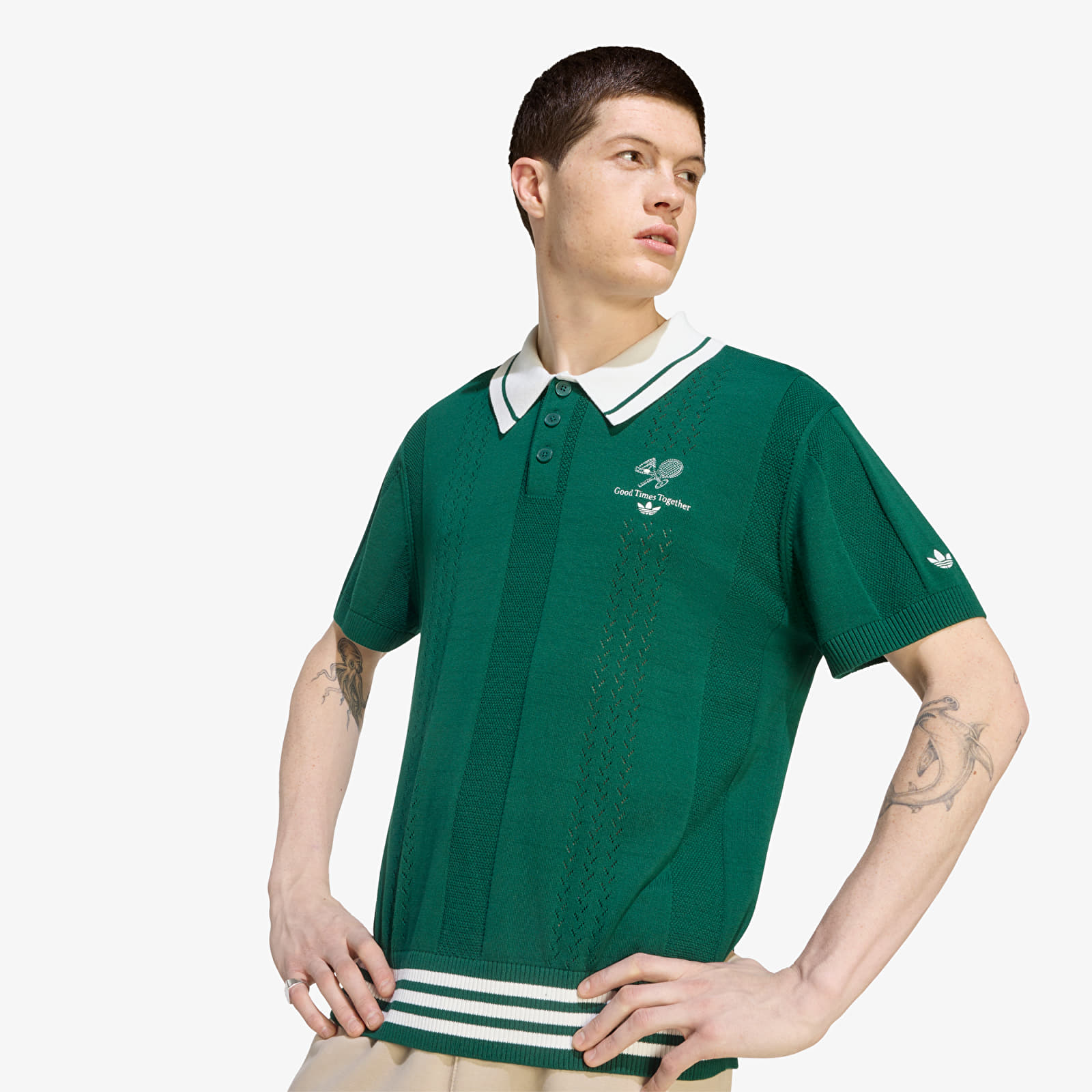 Men's T-shirts adidas Polo Sweater Ss Dark Green
