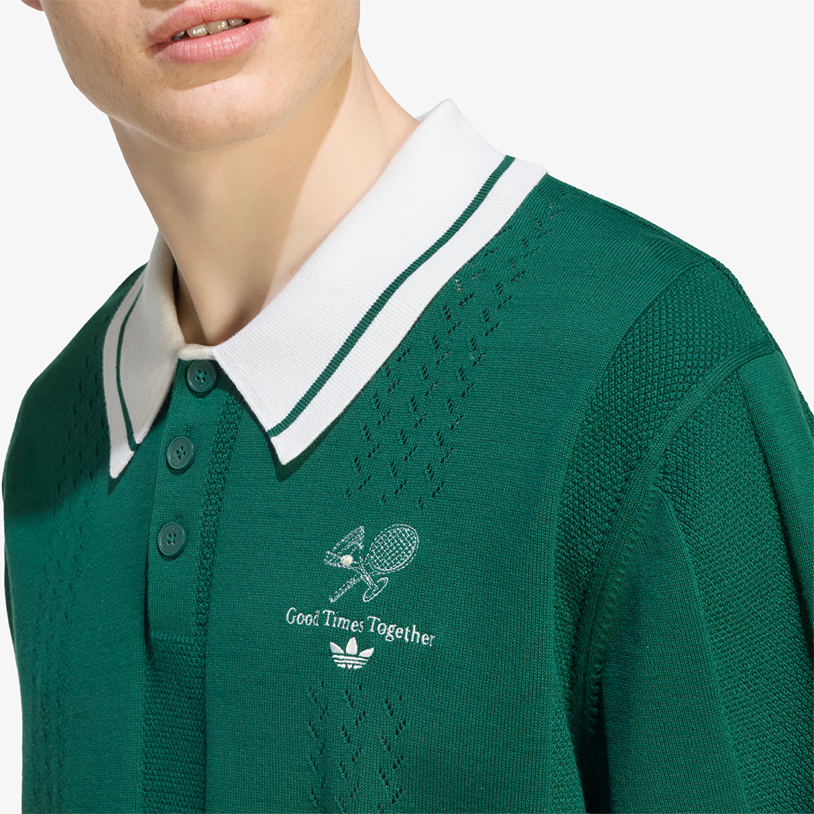 Men's T-shirts adidas Polo Sweater Ss Dark Green
