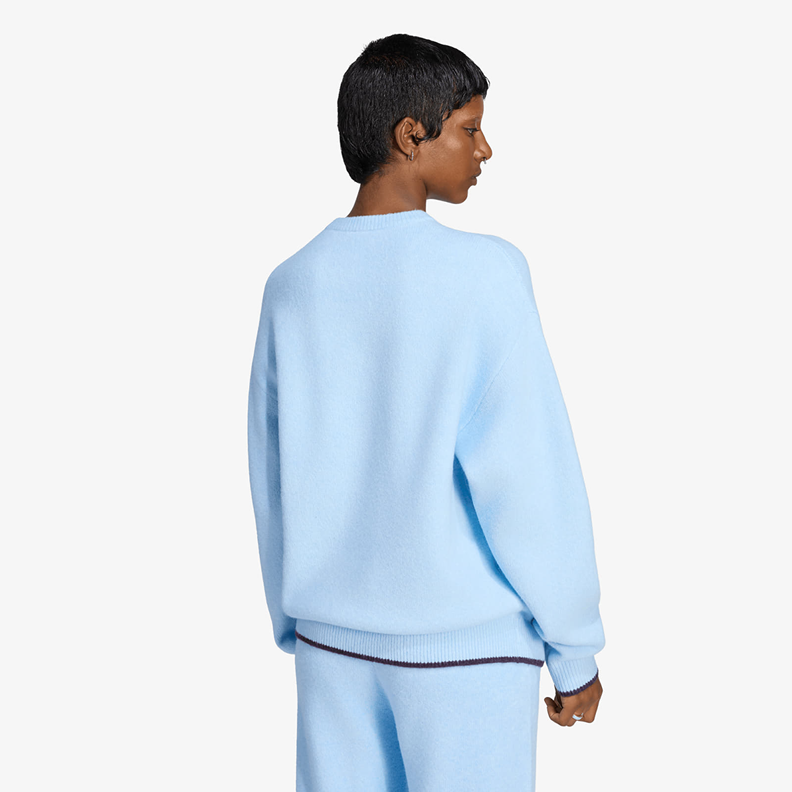 Women's Sweaters adidas Ess Knit Tipping Crew Clear Sky/ Noble Red