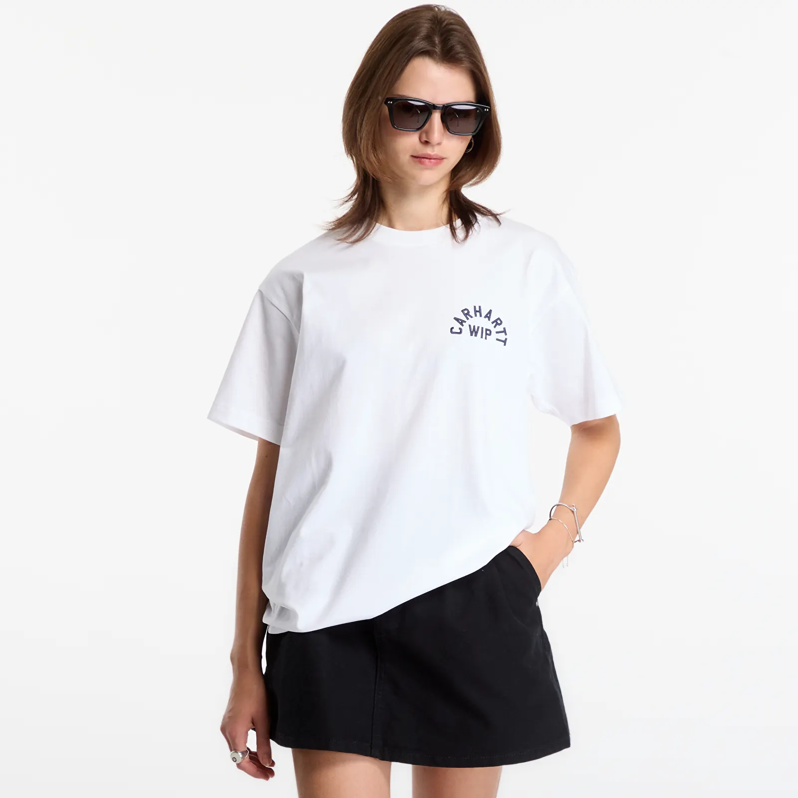 Men's T-shirts Carhartt WIP S/S Arch Script T-Shirt UNISEX White/ Dark Navy