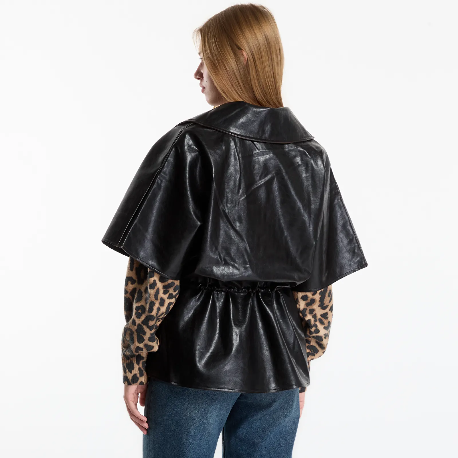 Bundy Desigual Poncho Leather Effect Jacket Black