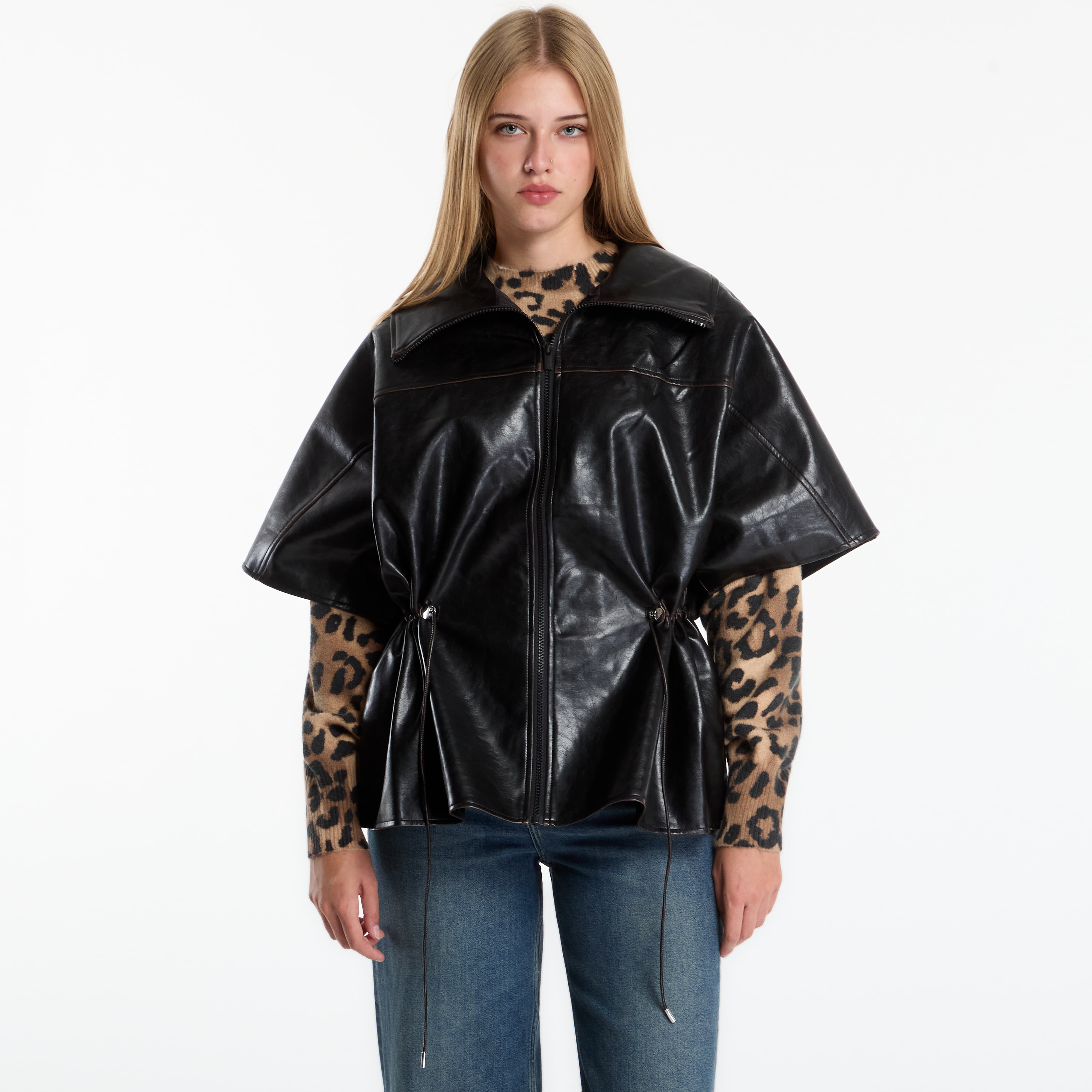 Яке Desigual Poncho Leather Effect Jacket Black Universal