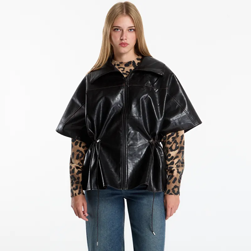 Desigual Poncho Leather Effect Jacket Black
