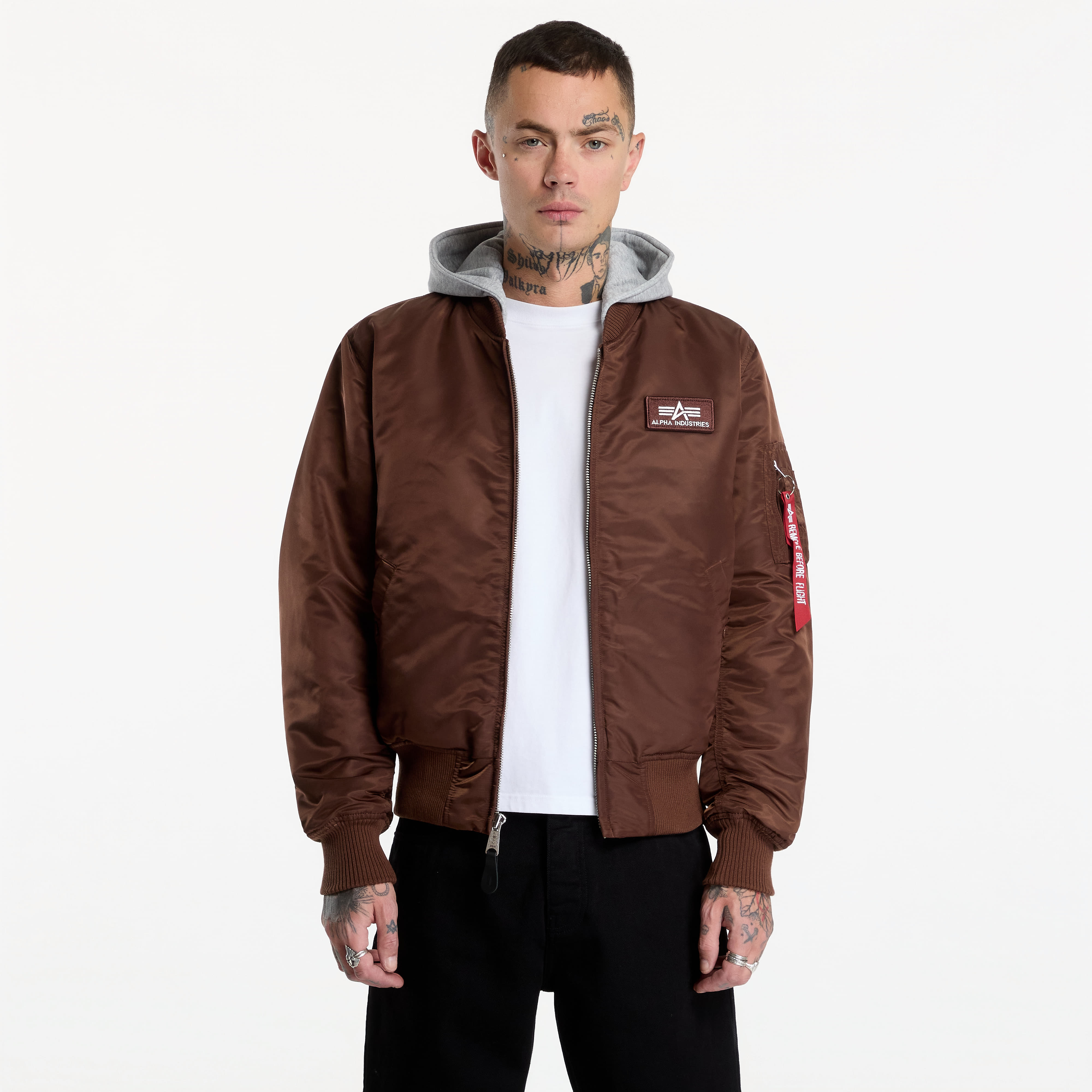 Bomber Alpha Industries MA-1 Zip Hood Backprint Powder Brown M