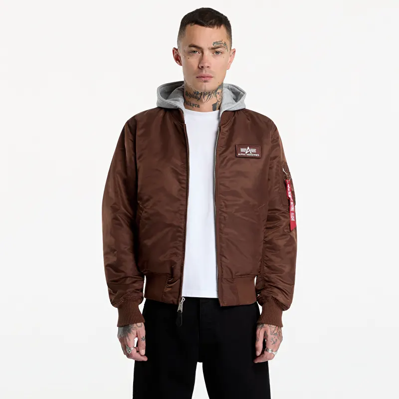 Bomber Alpha Industries MA-1 Zip Hood Backprint Powder Brown