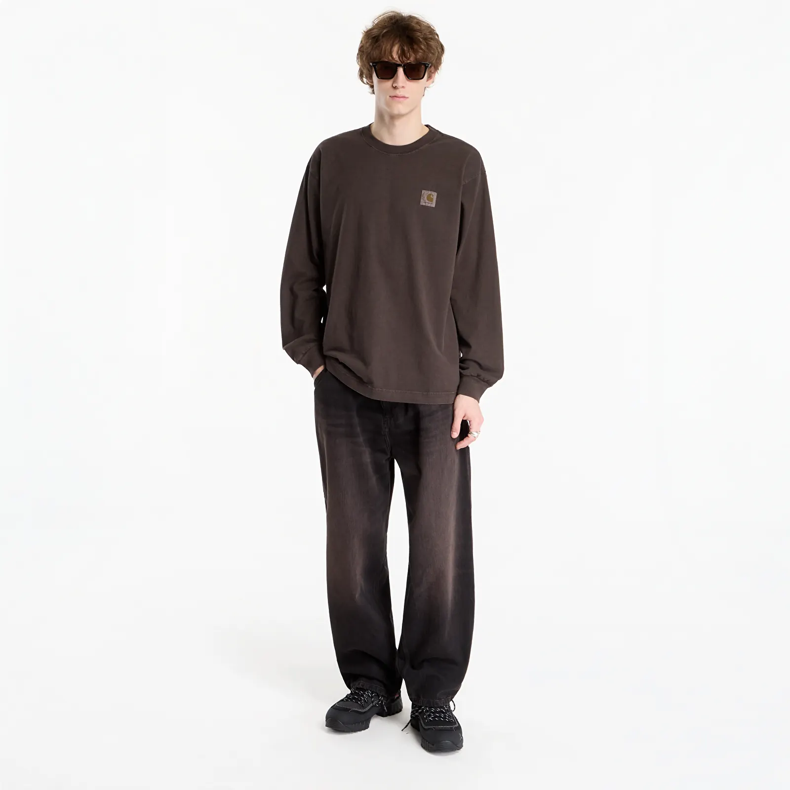 Ανδρικά μπλουζάκια Carhartt WIP L/S Vista T-Shirt UNISEX Tobacco Garment Dyed
