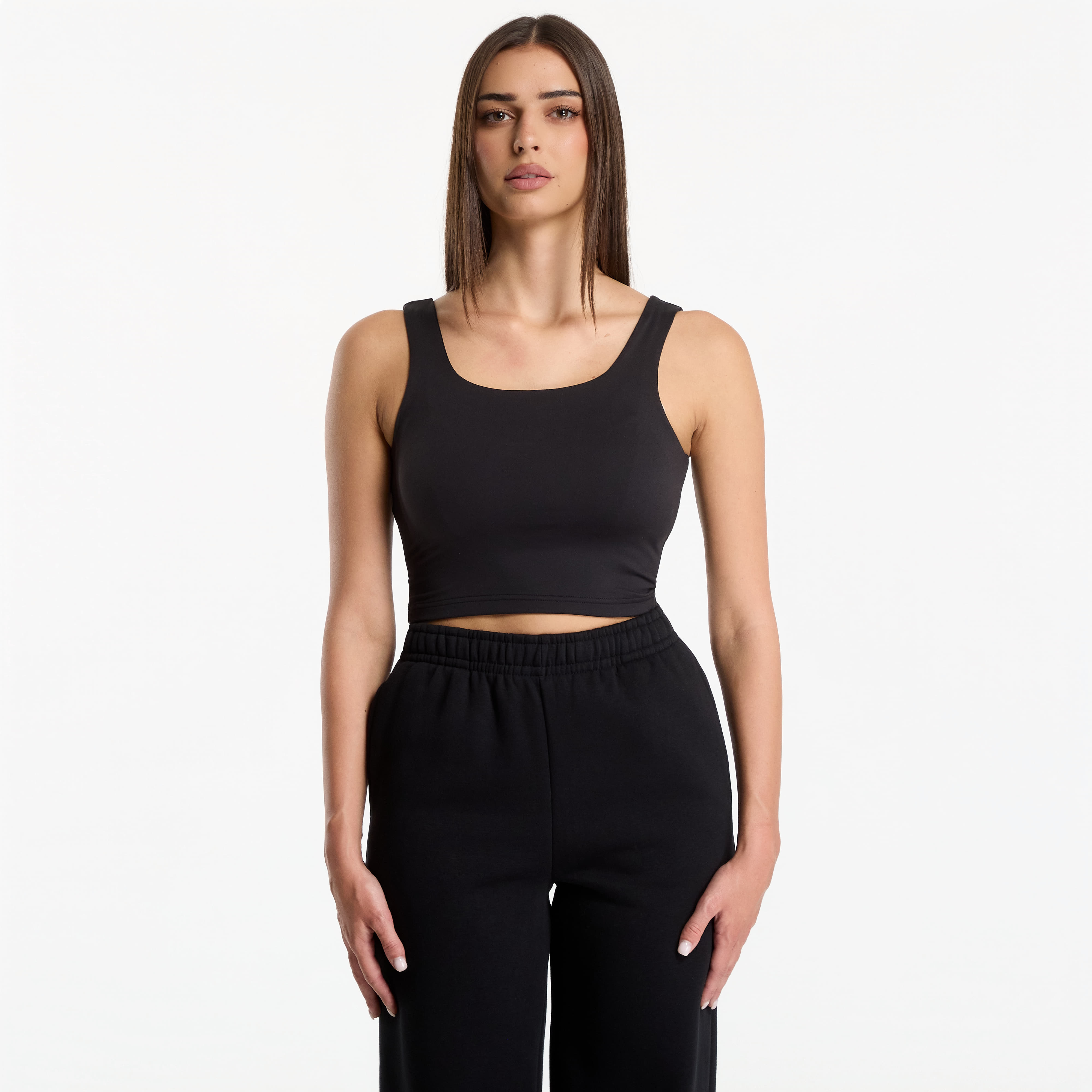 Urban Classics Ladies Cropped Polyamide Top Black L