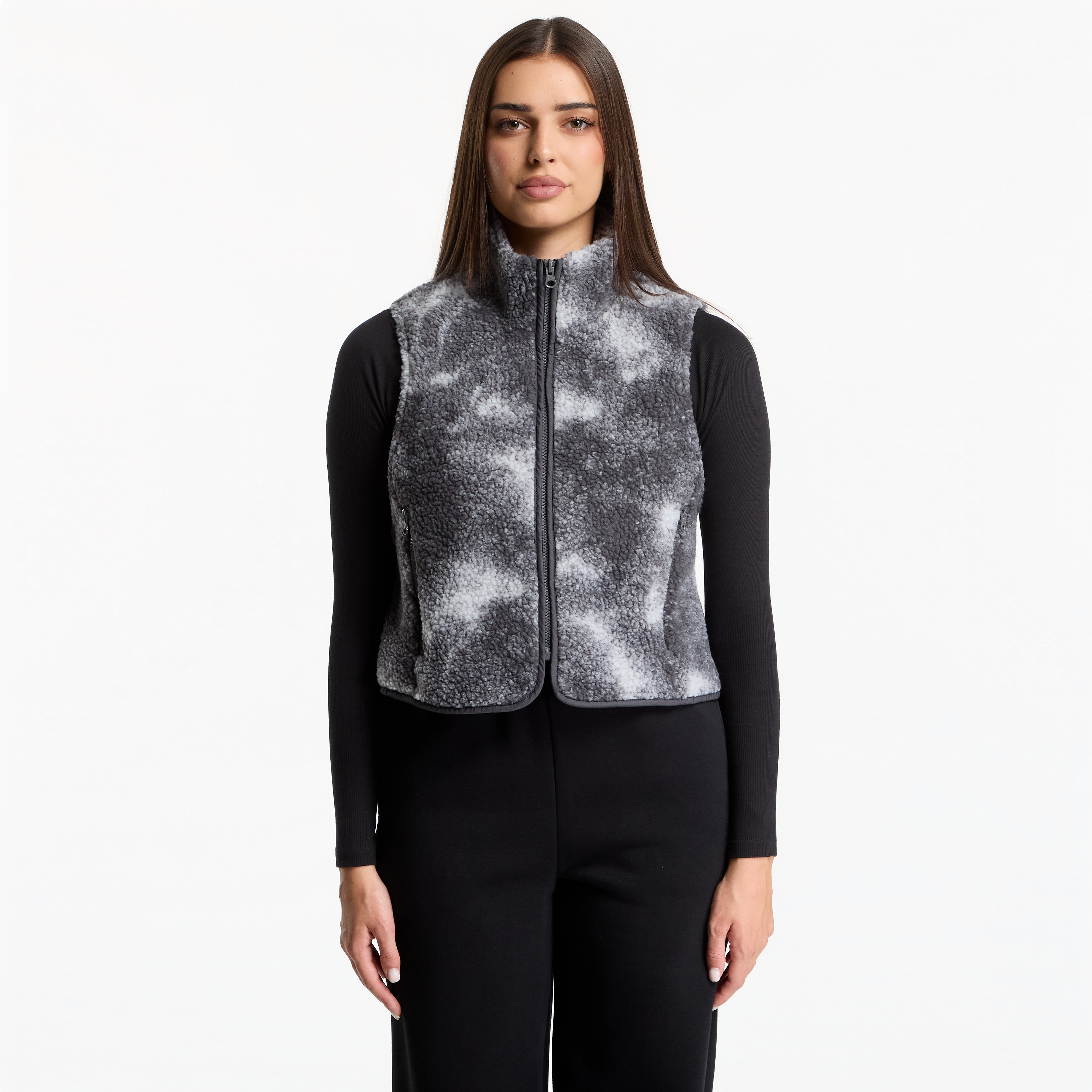 Елек Urban Classics Printed Sherpa Vest Grey Tie Dye S