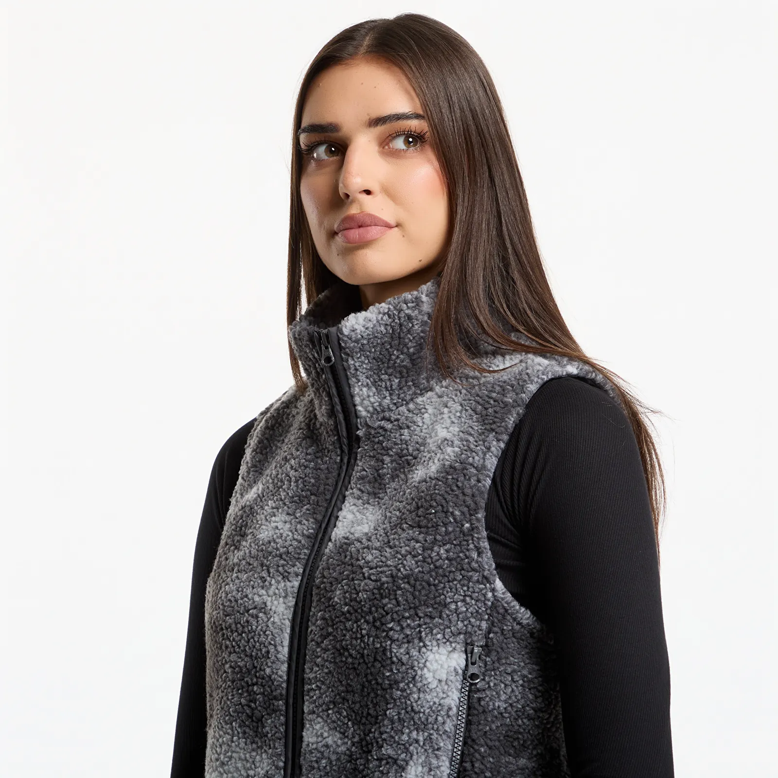 Vesty Urban Classics Printed Sherpa Vest Grey Tie Dye