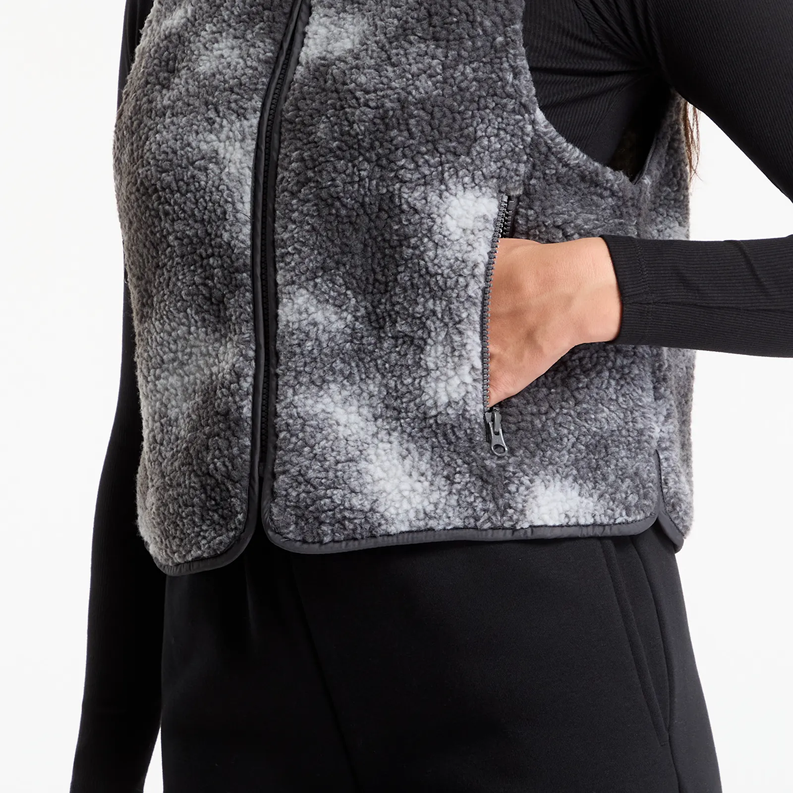 Vesty Urban Classics Printed Sherpa Vest Grey Tie Dye