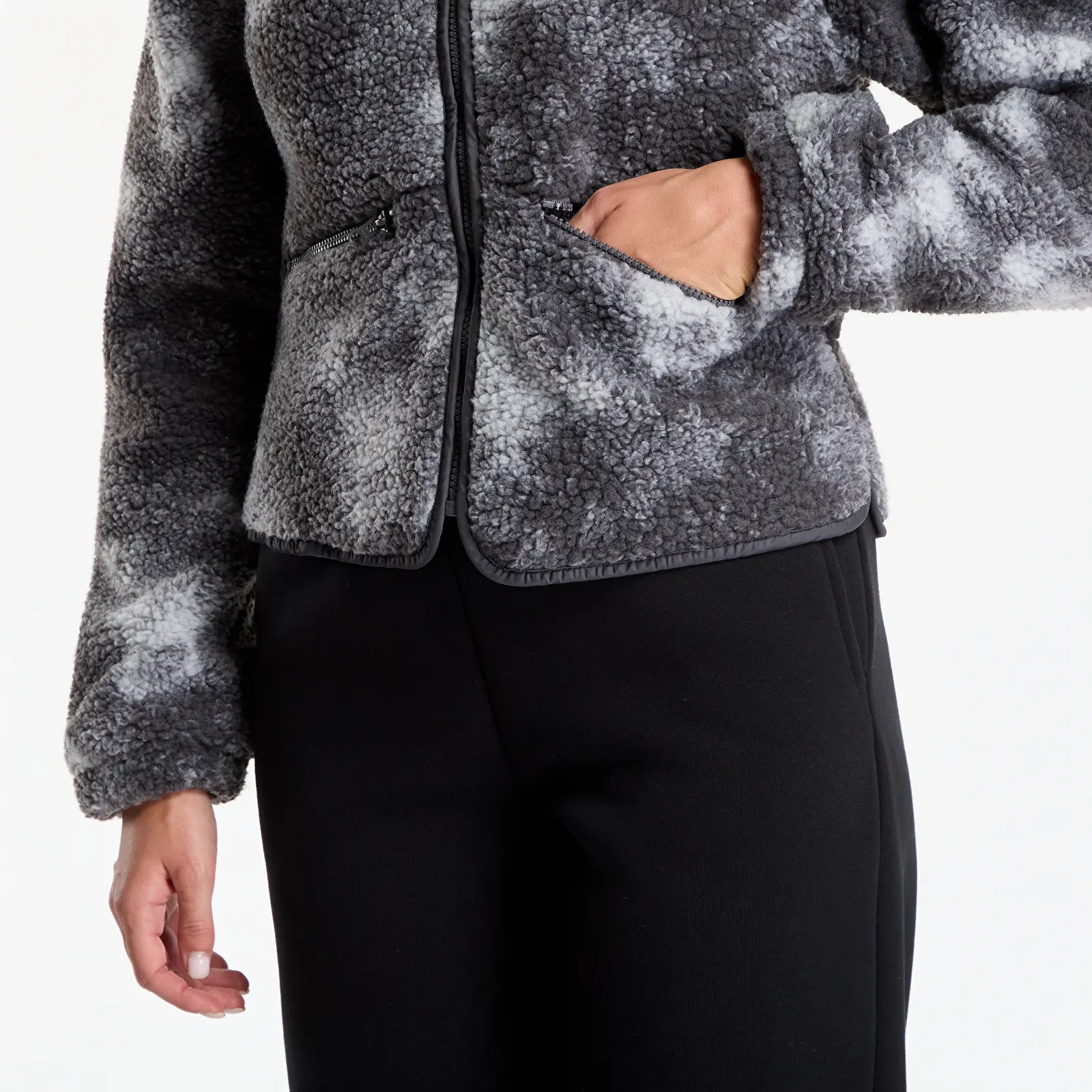 Bundy Urban Classics Printed Sherpa Jacket Grey Tie Dye