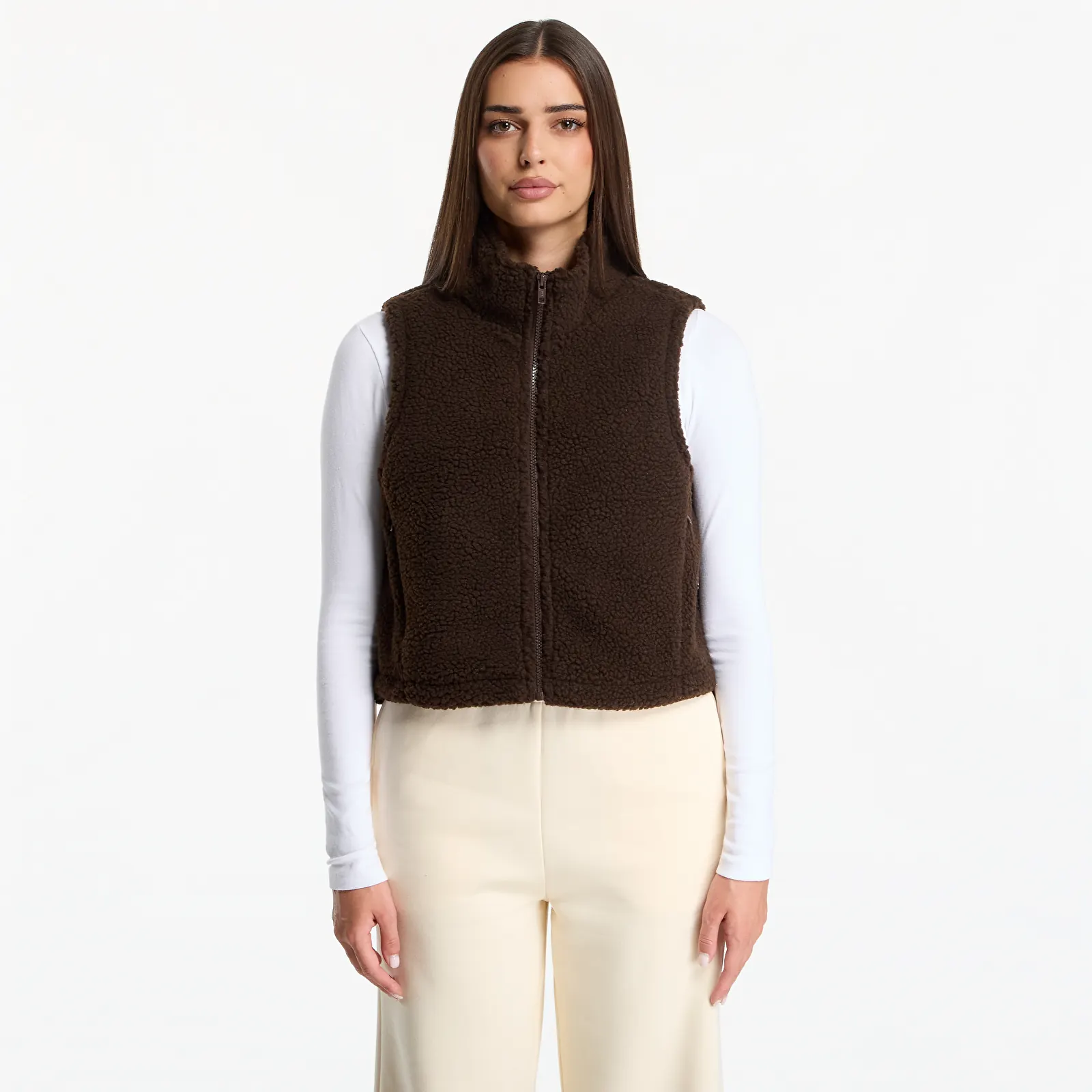 Vesty Urban Classics Short Sherpa Vest Brown