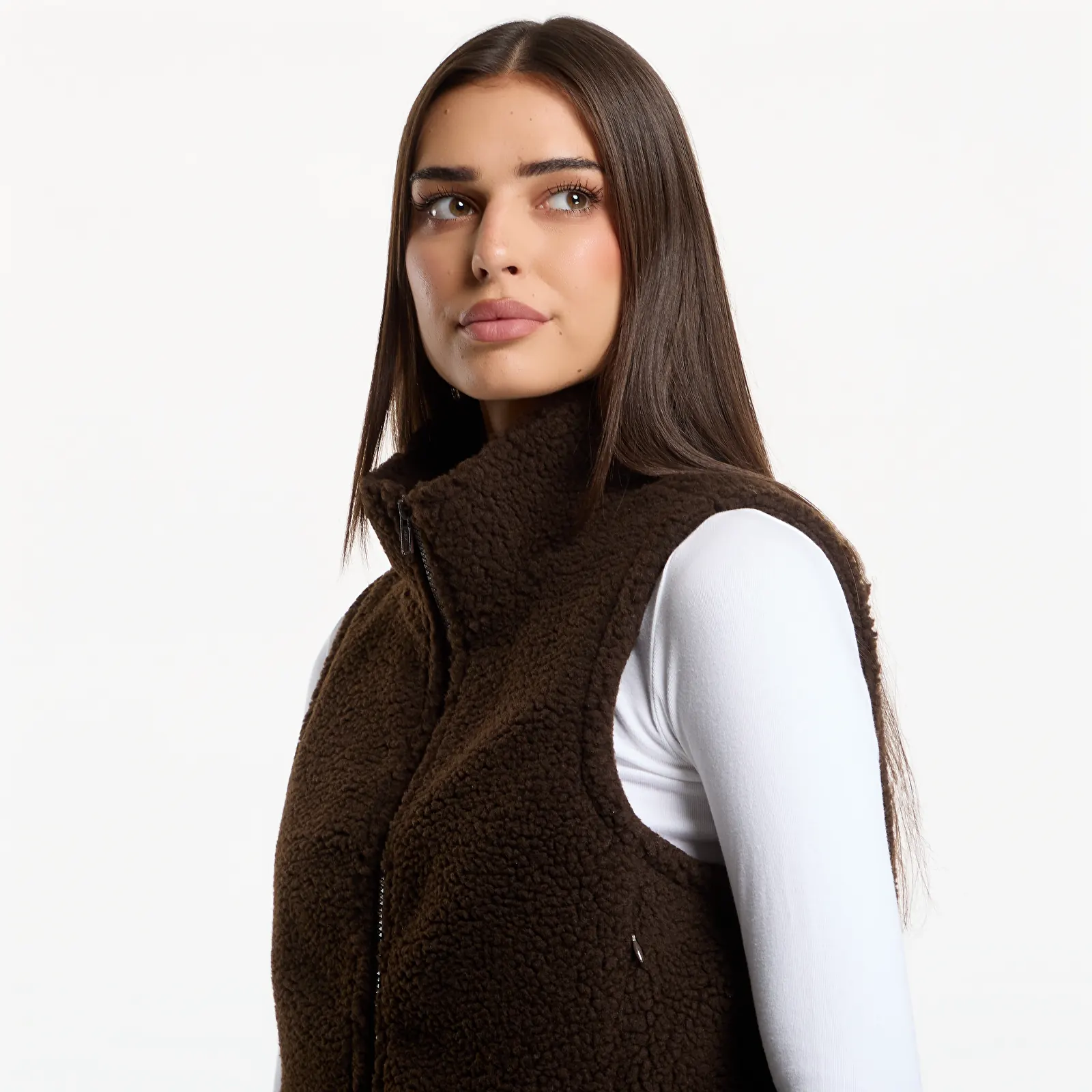 Vesty Urban Classics Short Sherpa Vest Brown