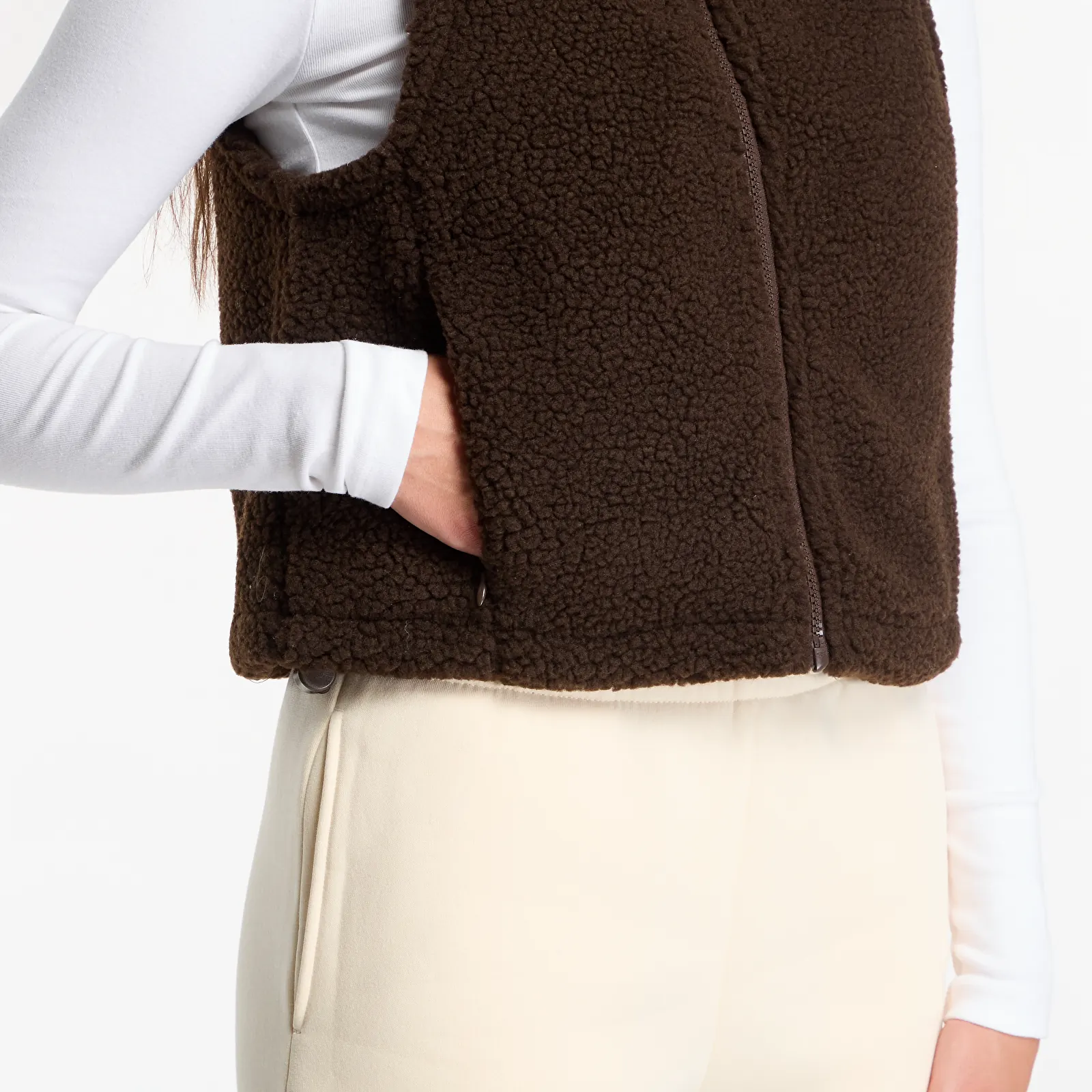 Vesty Urban Classics Short Sherpa Vest Brown