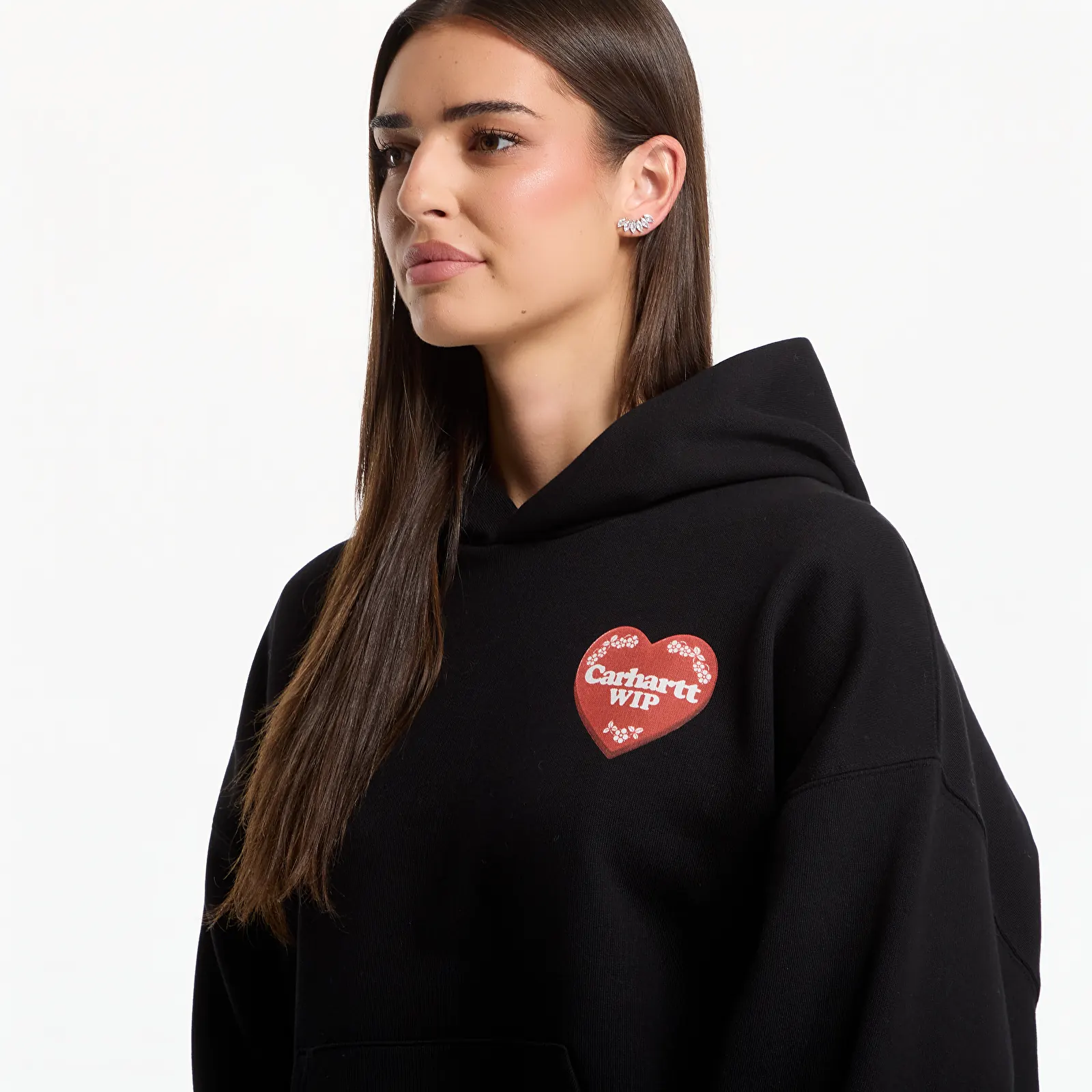 Суичърти Carhartt WIP W' Hooded Hartt Case Sweat Black