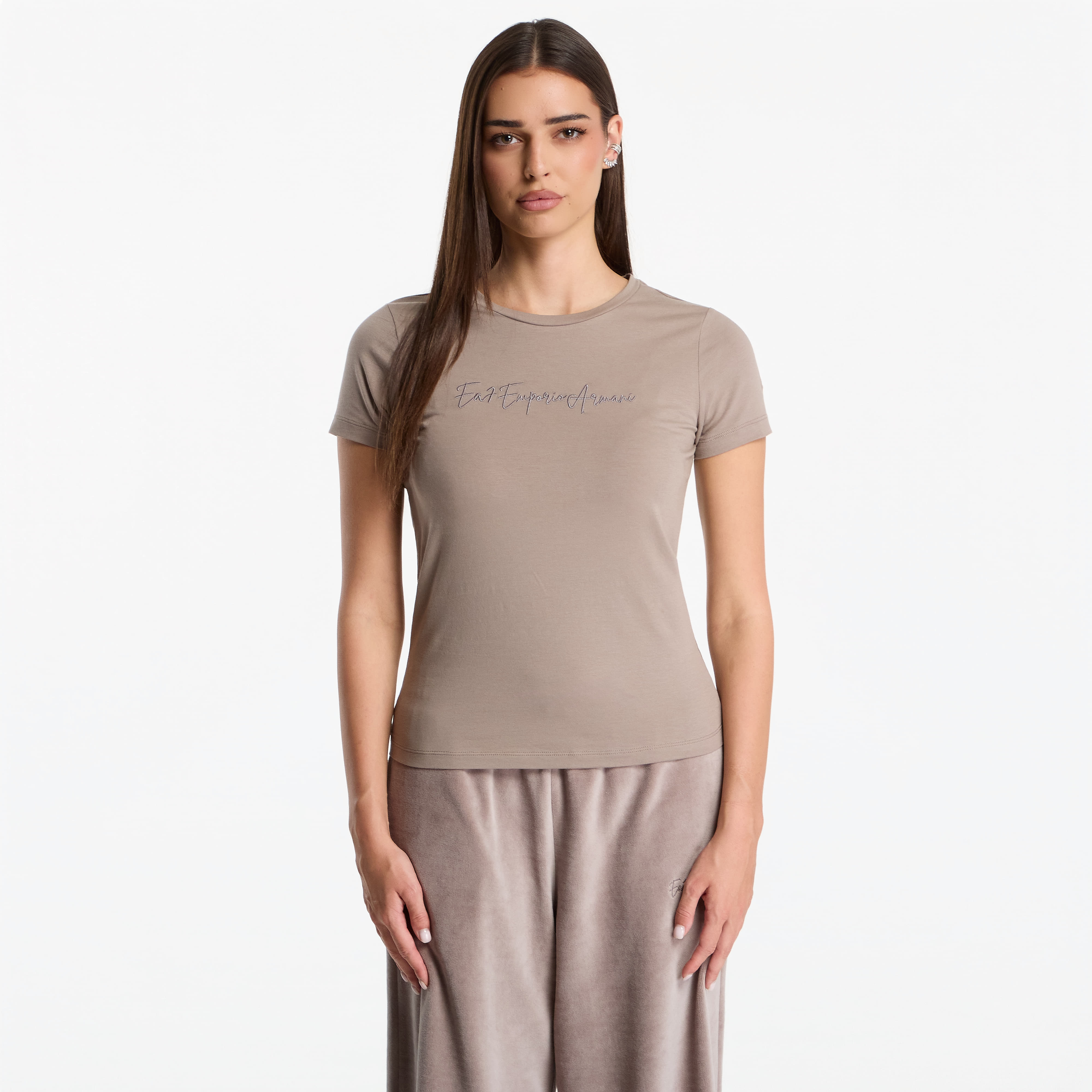 Tričko EA7 Emporio Armani Train Athletic Velour W Tee Sl Cinder M