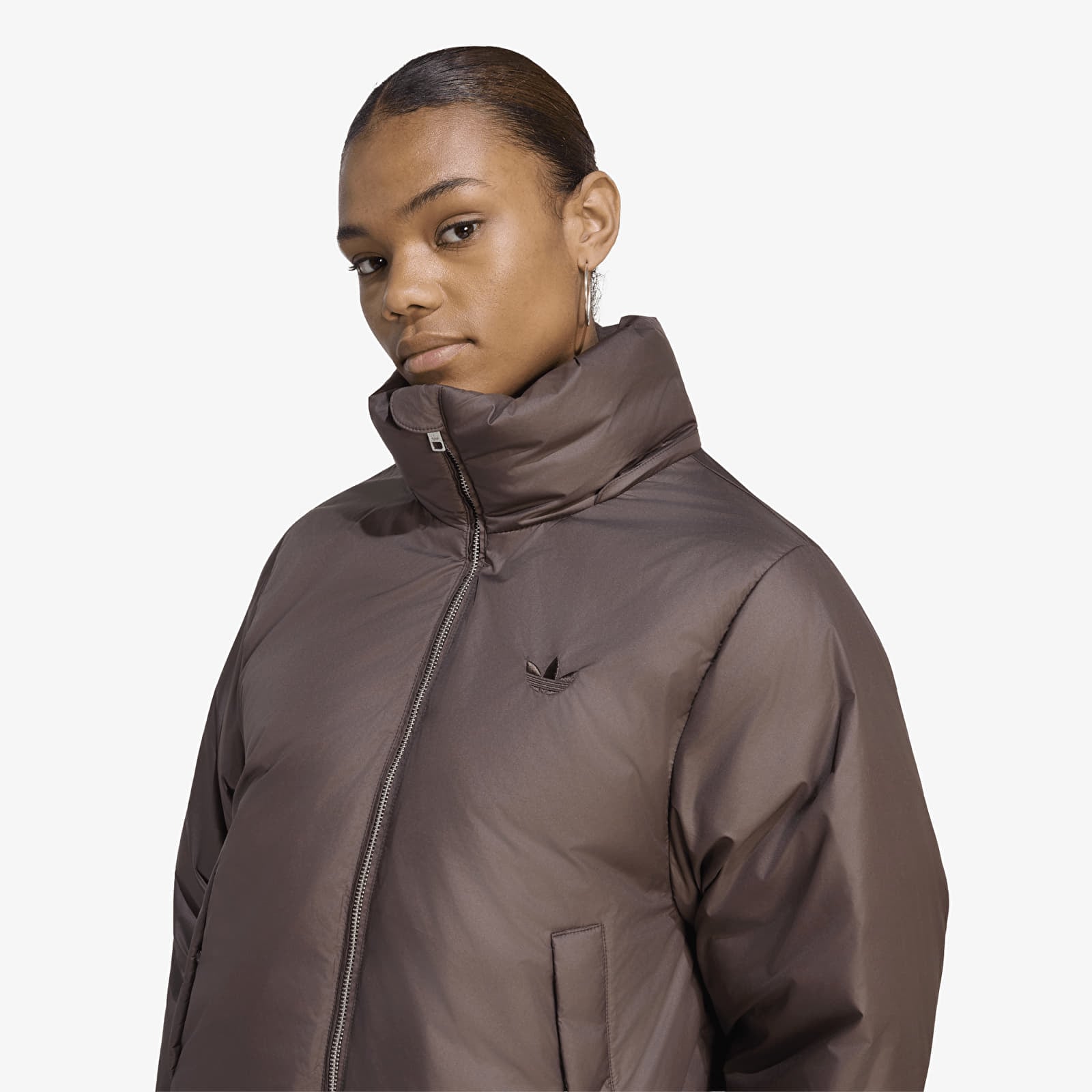 Vestes pour femmes adidas Ess Down Hooded Puffer Jacket Aurora Coffee