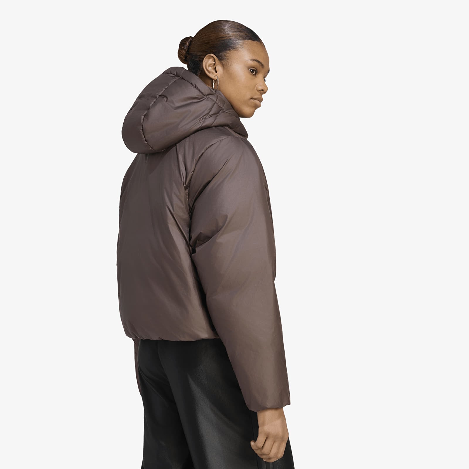 Vestes pour femmes adidas Ess Down Hooded Puffer Jacket Aurora Coffee