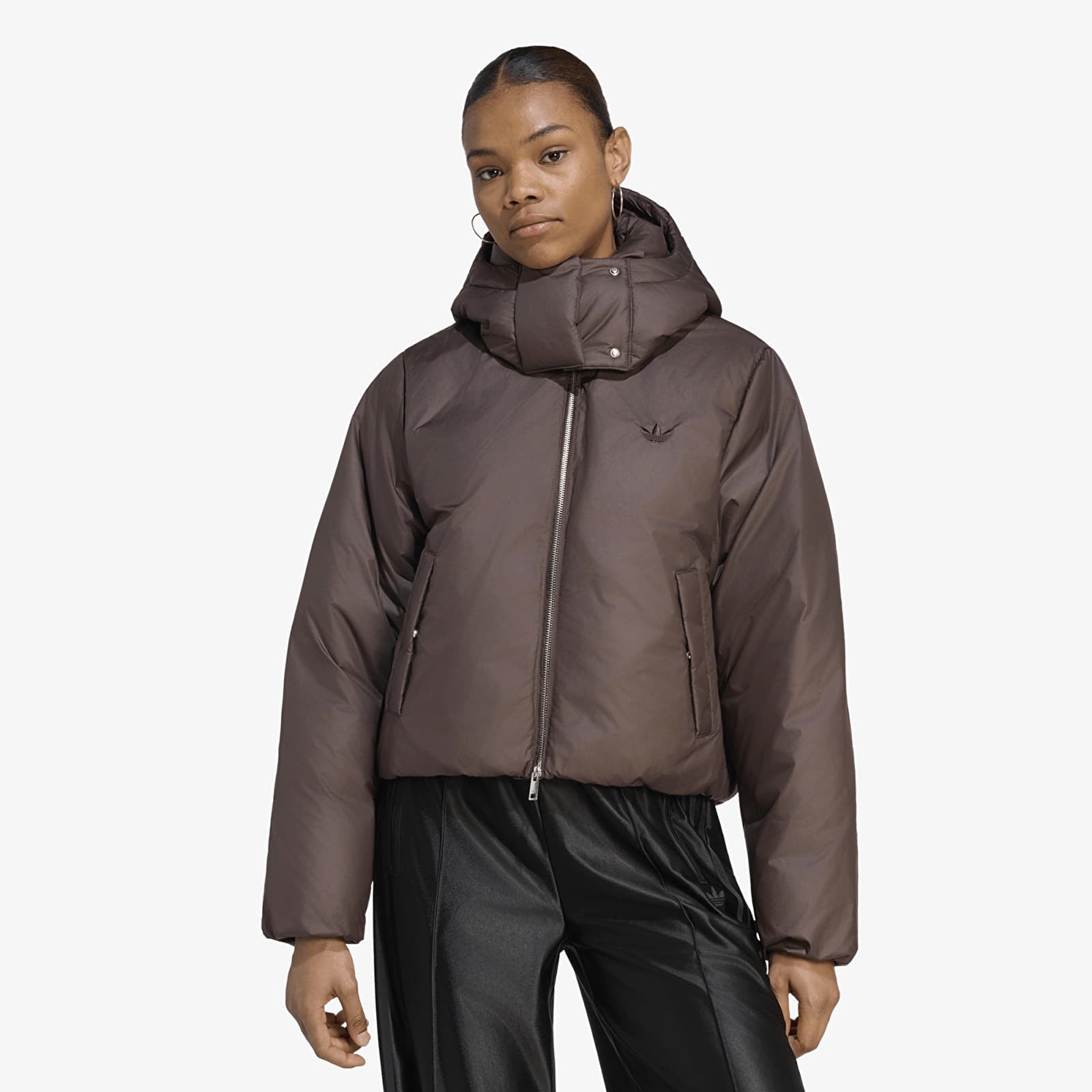 Vestes pour femmes adidas Ess Down Hooded Puffer Jacket Aurora Coffee