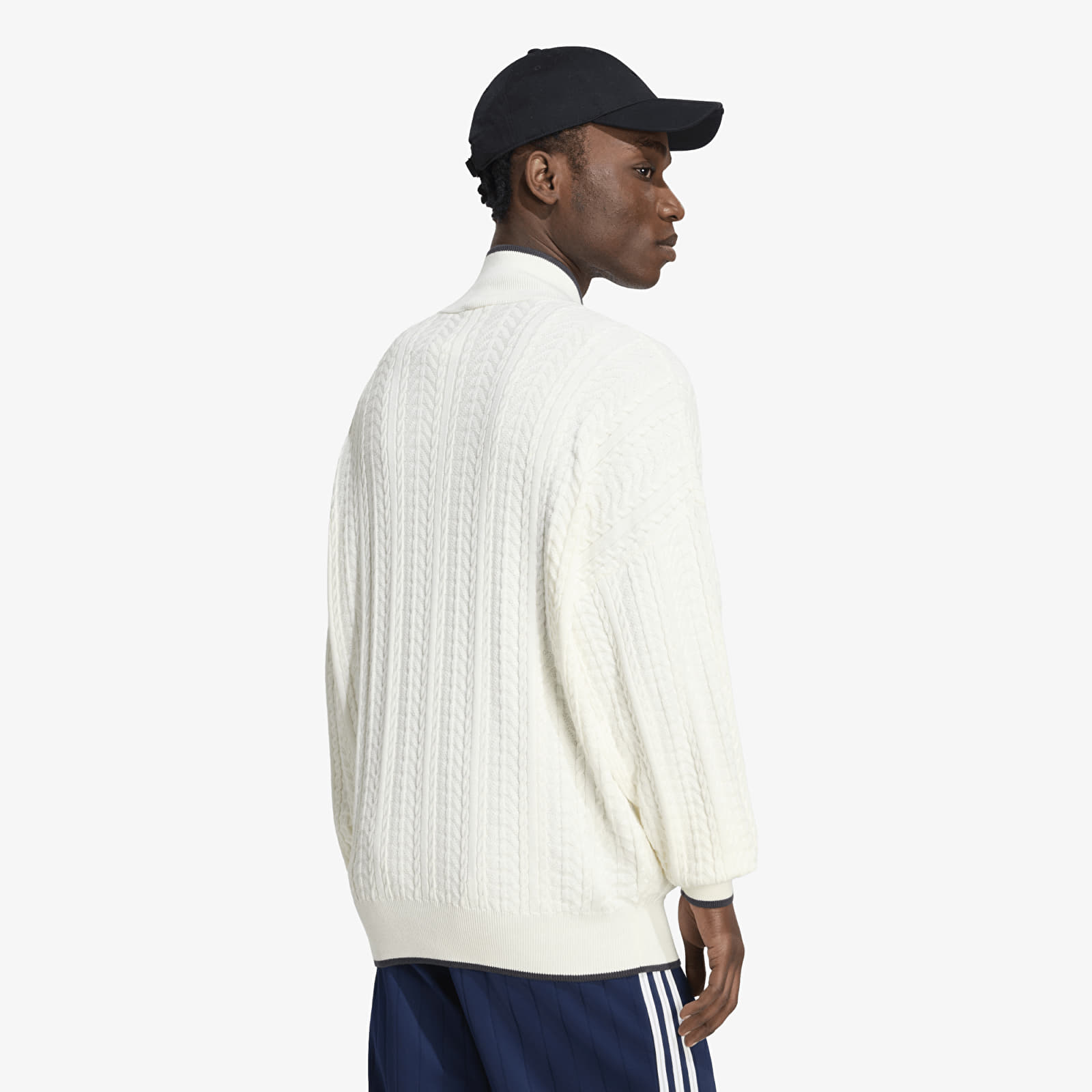 Cardigans pour hommes adidas Firebird Cable Knit Track Top Cloud White