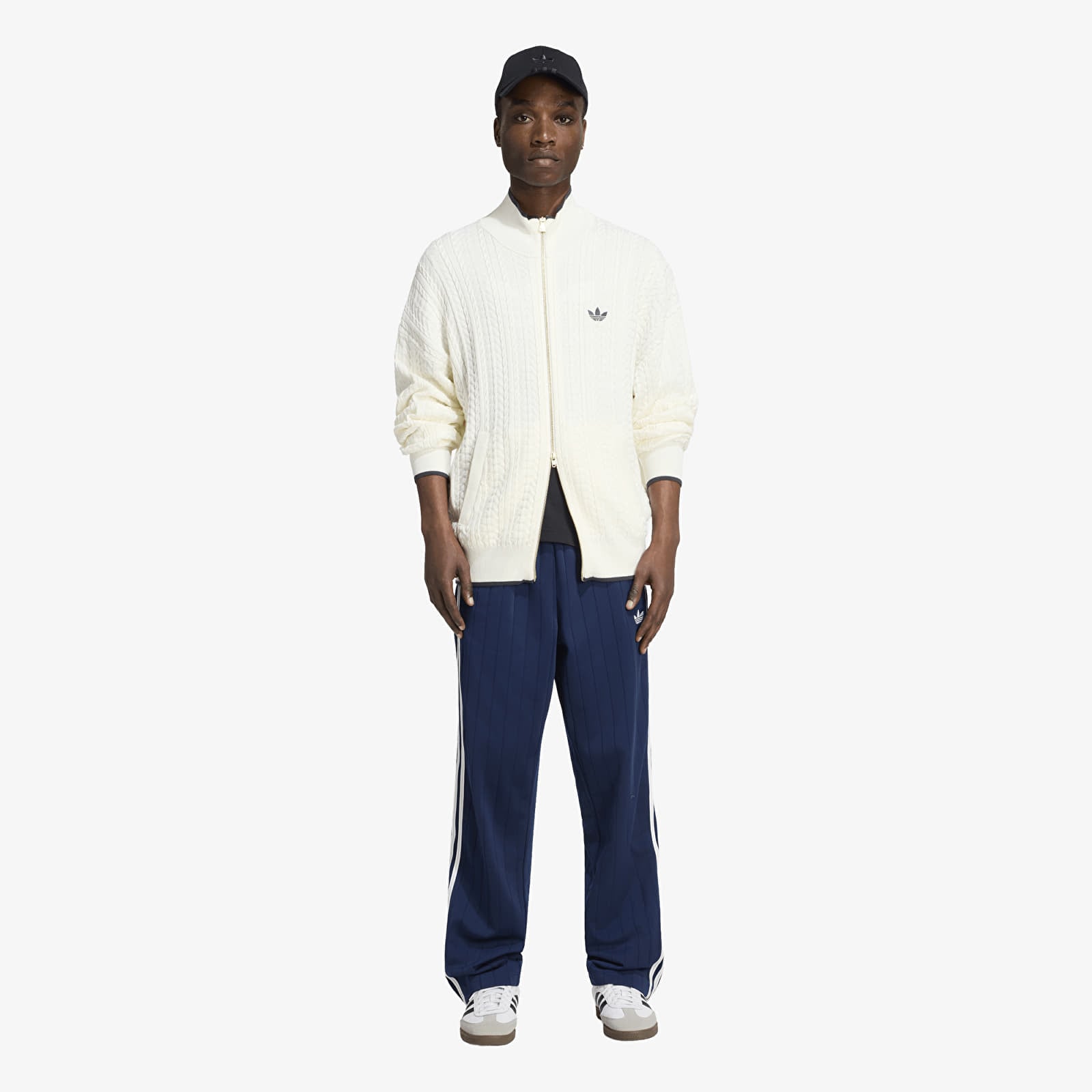 Cardigans pour hommes adidas Firebird Cable Knit Track Top Cloud White