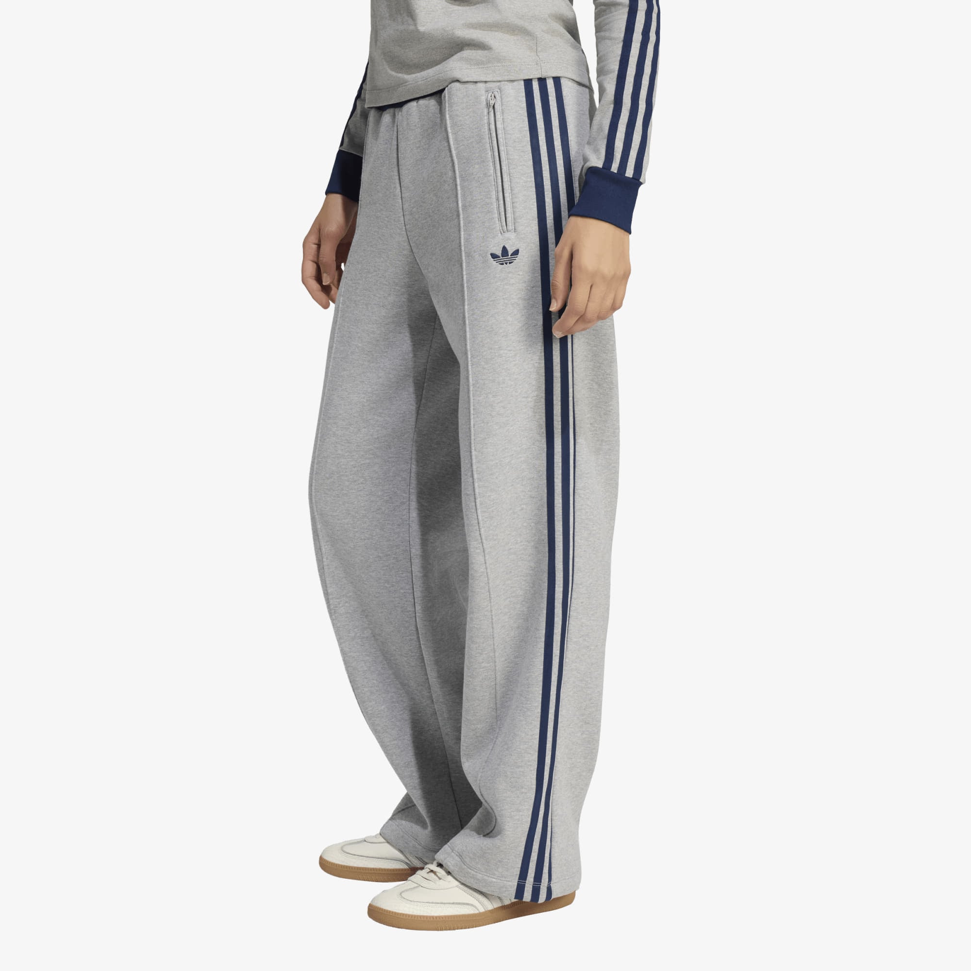 Потници adidas Engineered Rib Firebird Loose Track Pant Medium Grey Heather/ Night Indigo/ Magic Mauve L