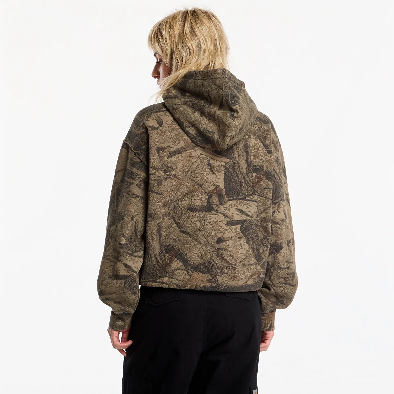 Мъжки суичъри Carhartt WIP Hooded Feather Tree Sweat UNISEX Camo Feather Tree, Khaki/ Shungite Garment Dyed