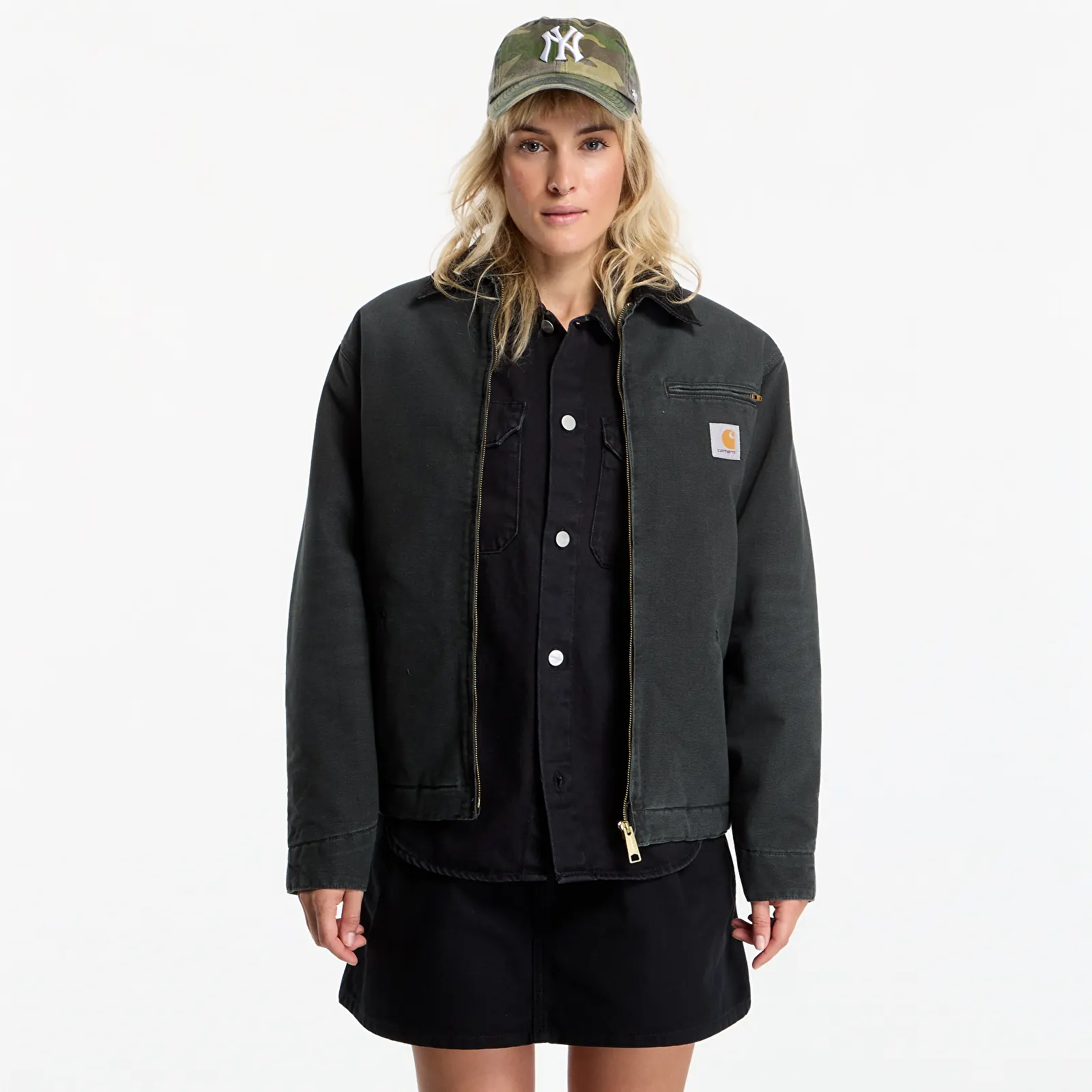Pánské bundy Carhartt WIP OG Detroit Jacket UNISEX Raven/ Black Stone Canvas