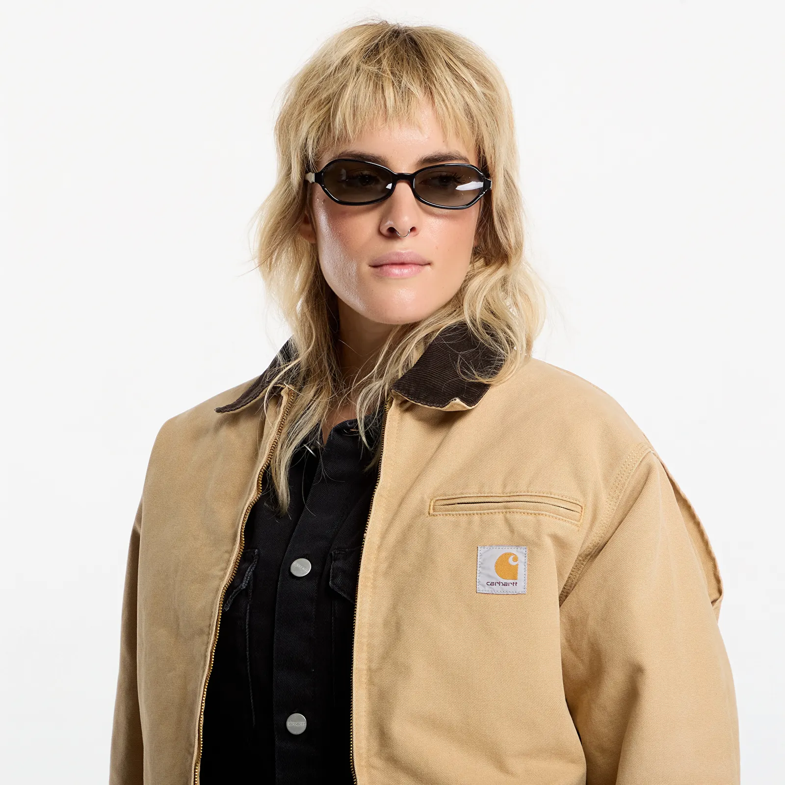 Men's jackets Carhartt WIP OG Detroit Jacket UNISEX WIP Dusty H/ Tobacco Stone Canvas
