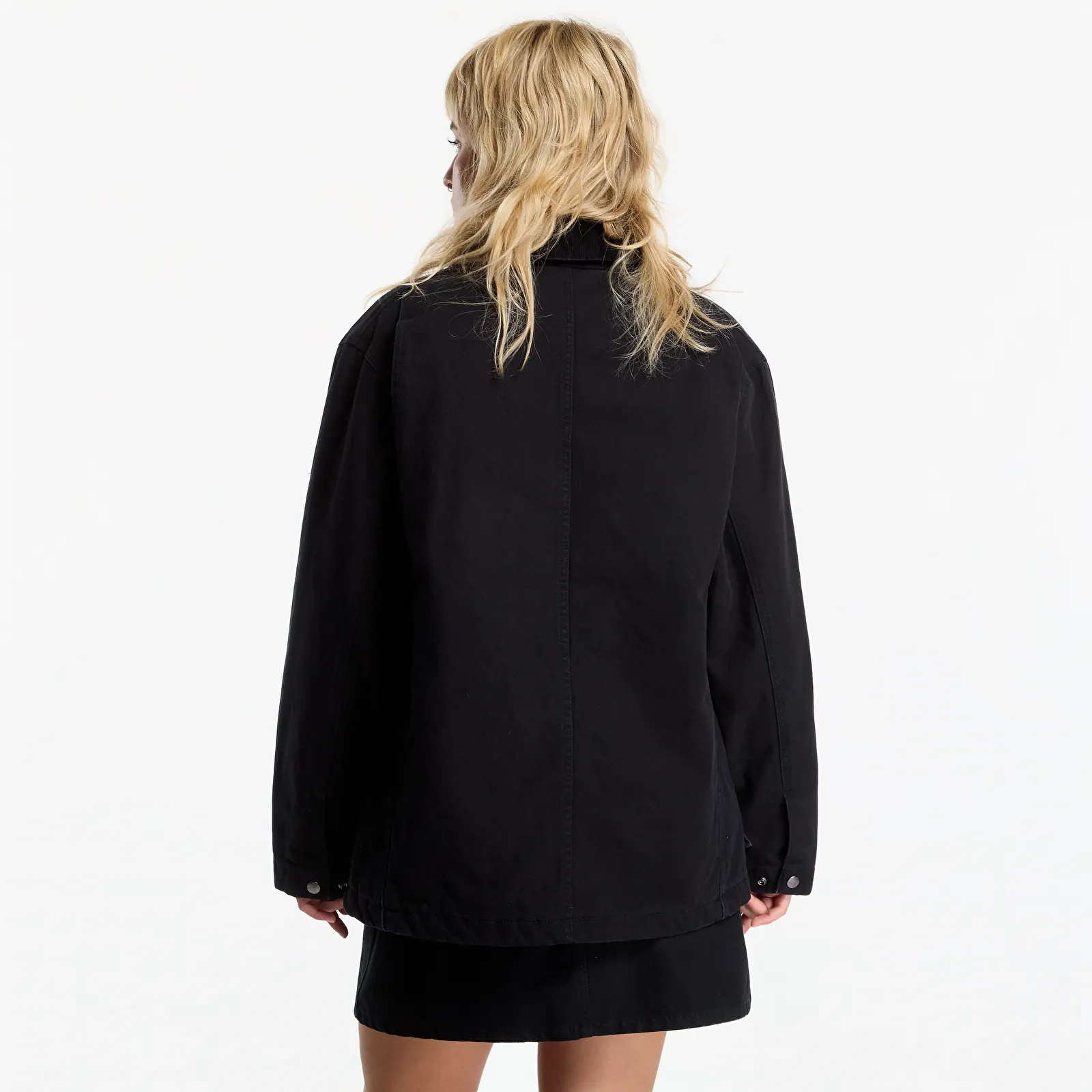 Pánské bundy Carhartt WIP Lander Coat UNISEX Black/ Black Stone Washed