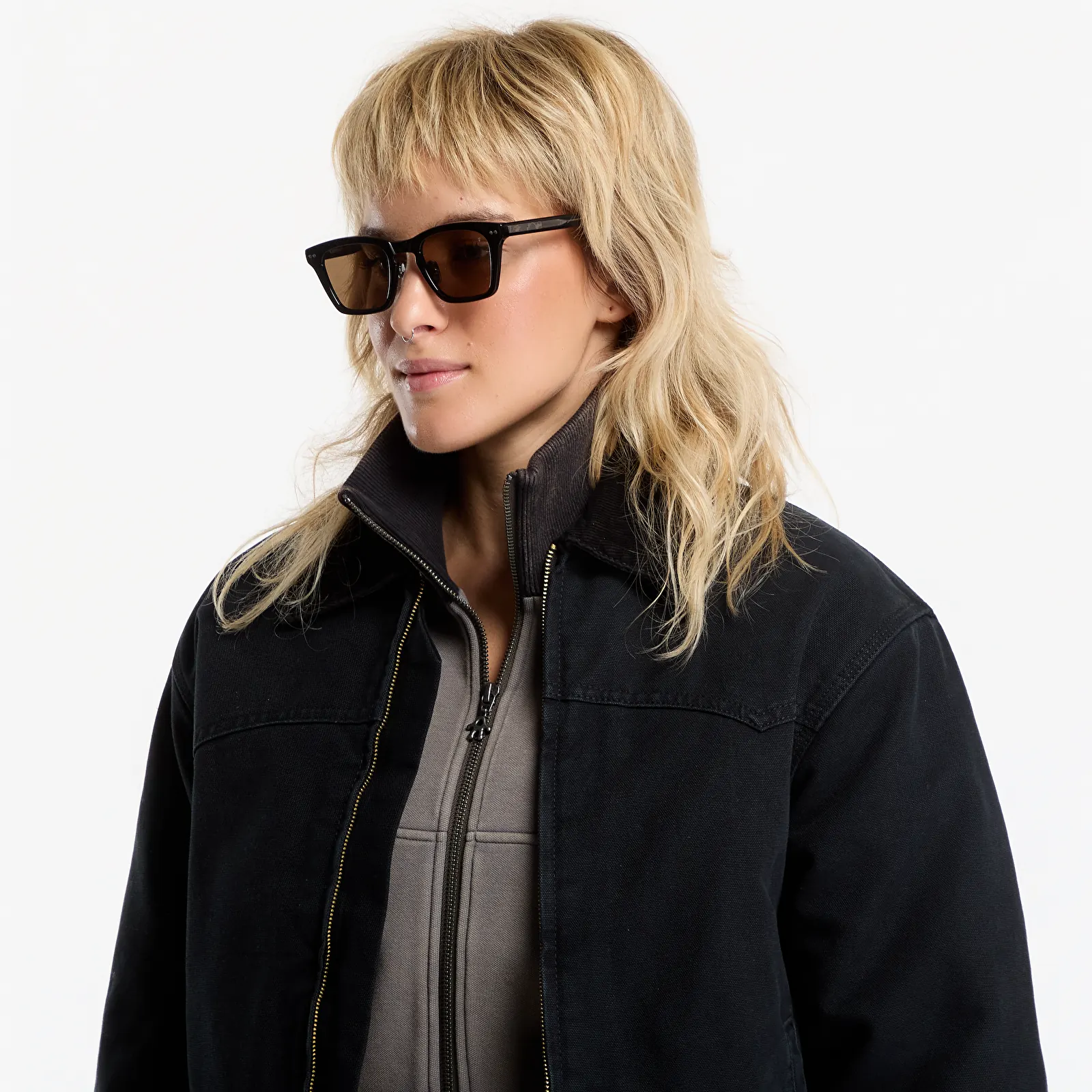 Pánské bundy Carhartt WIP OG Santa Fe Jacket UNISEX Black/ Black Stone Canvas